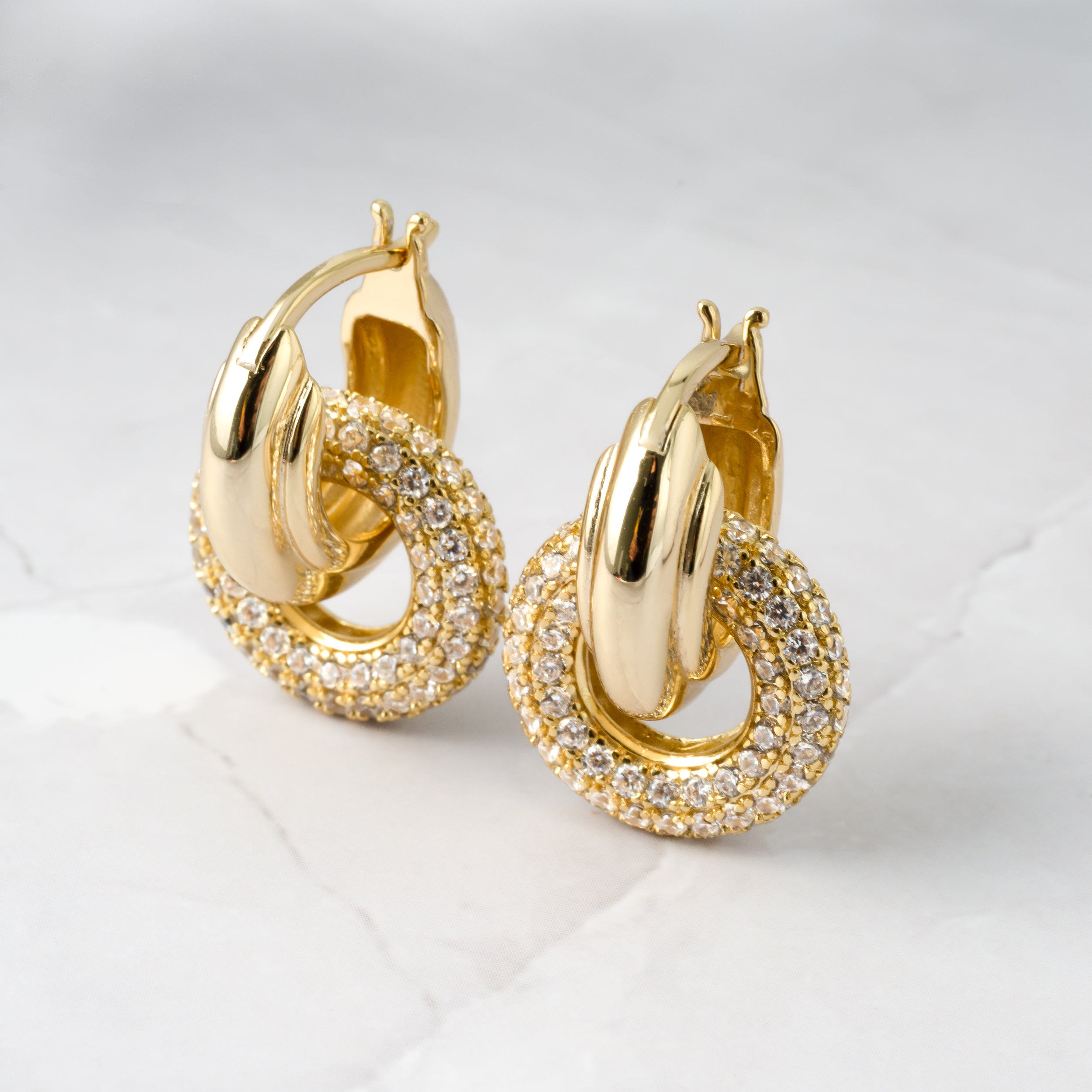 1.50 TCW Round Shape Moissanite Pave Hoop Earrings