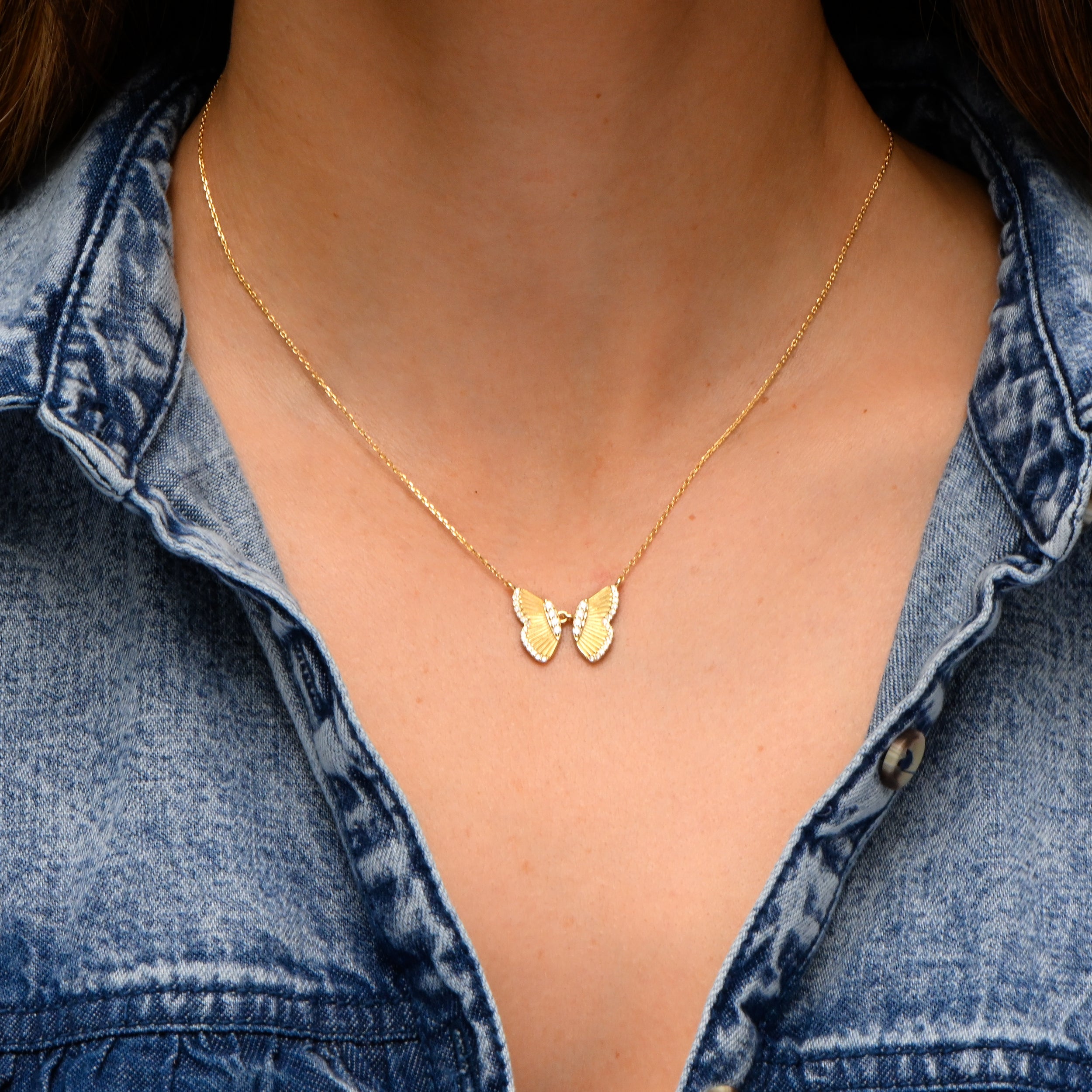 0.40 Carats Round Shape Moissanite Butterfly Necklace
