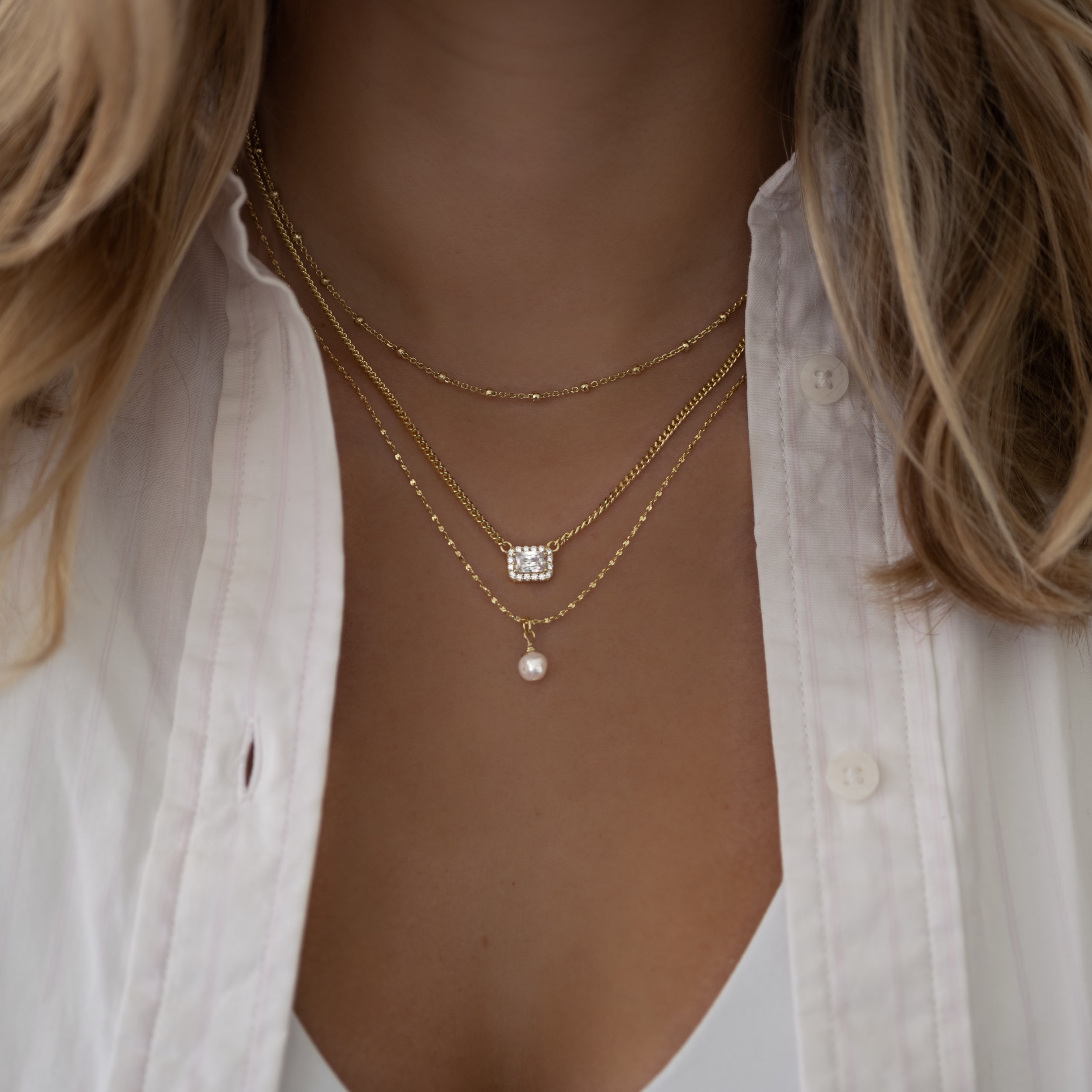 1.20 Carats Radiant Shape Moissanite Diamond Halo Necklace
