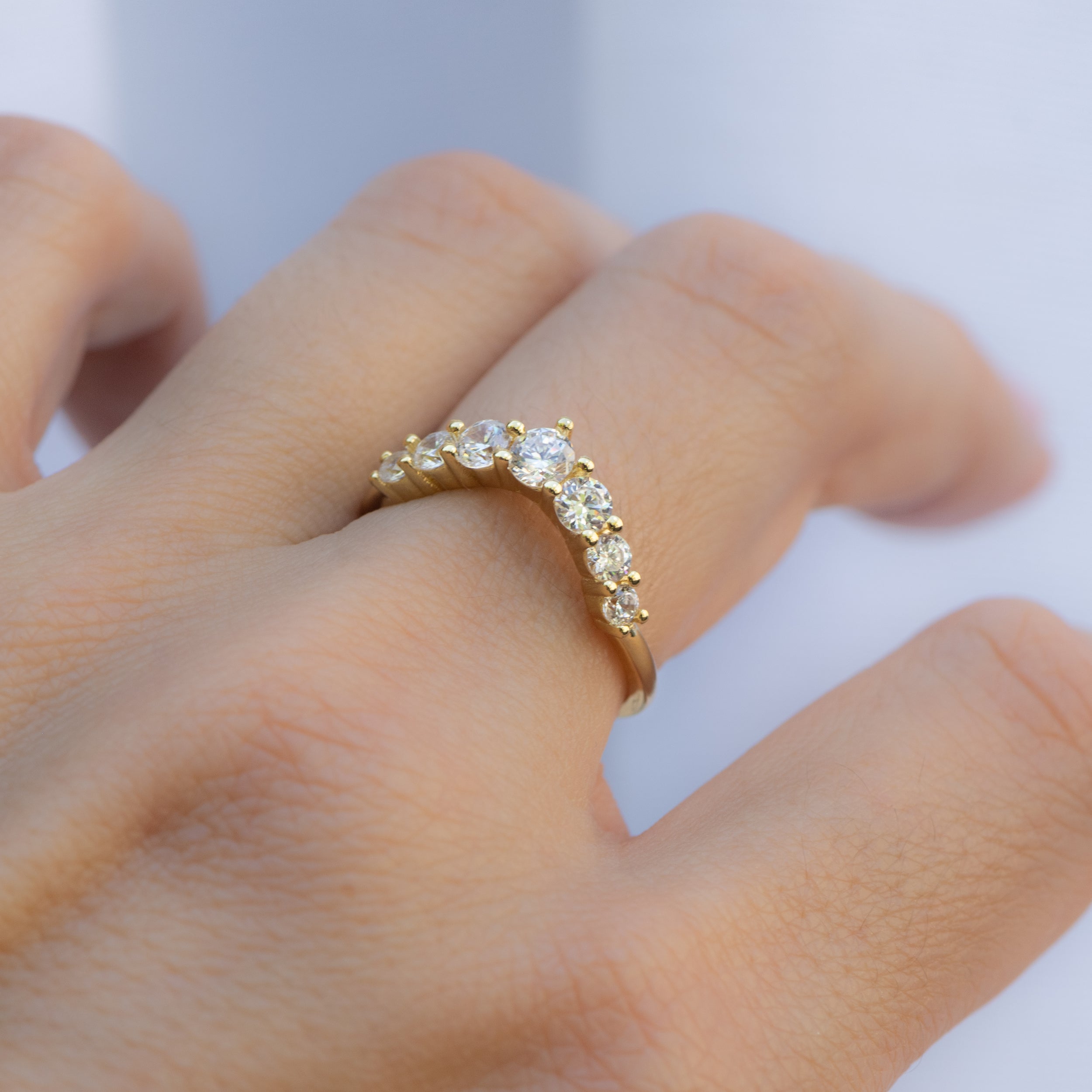 1.0 Carats Moissanite Round Chevron Setting Wedding Band