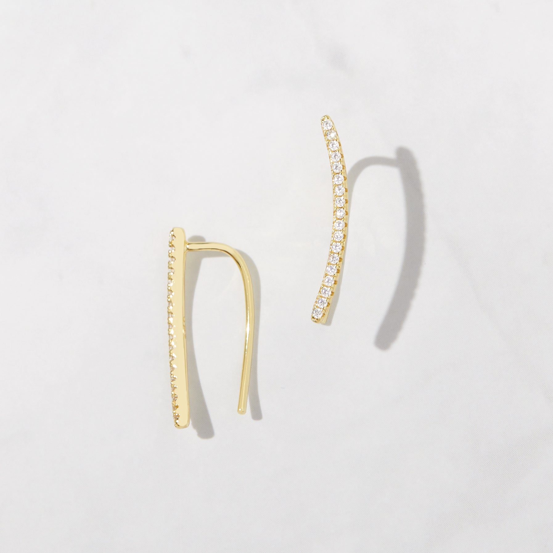 0.40 TCW Round Shape Moissanite Ear Climber Earrings