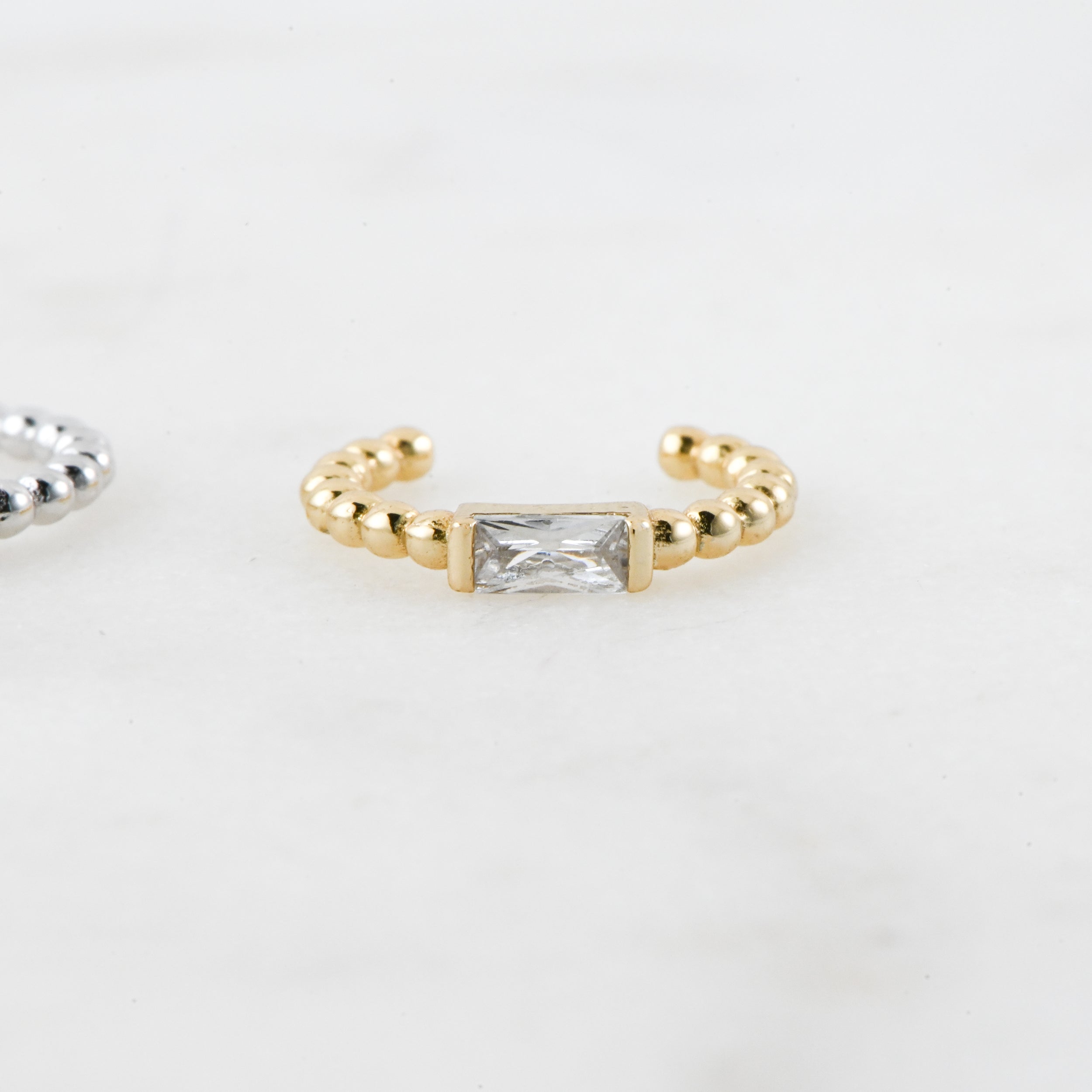 0.25 TCW Baguette Shape Moissanite Ear Cuff Earrings