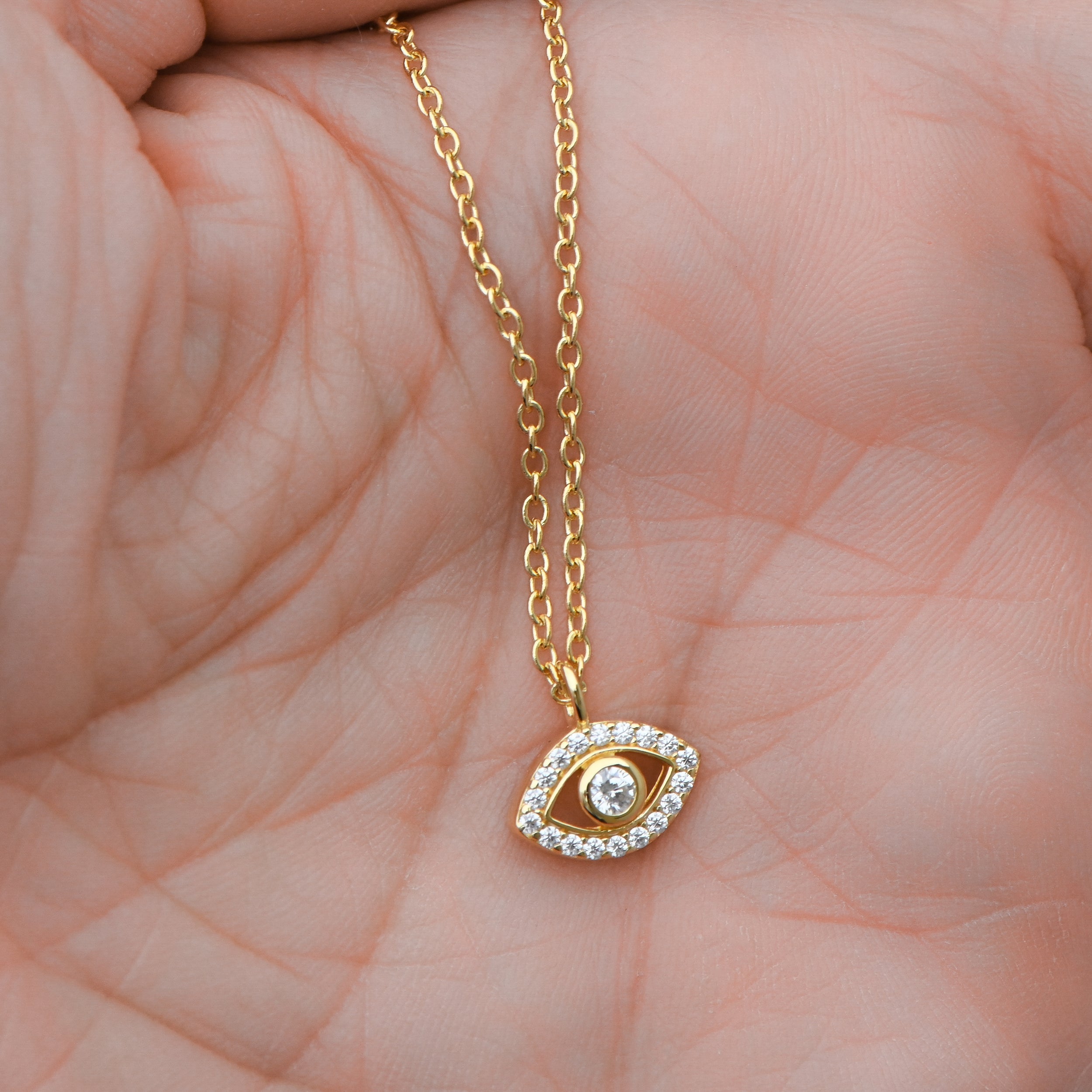 0.70 Carats Round Shape Moissanite Evil Eye Necklace