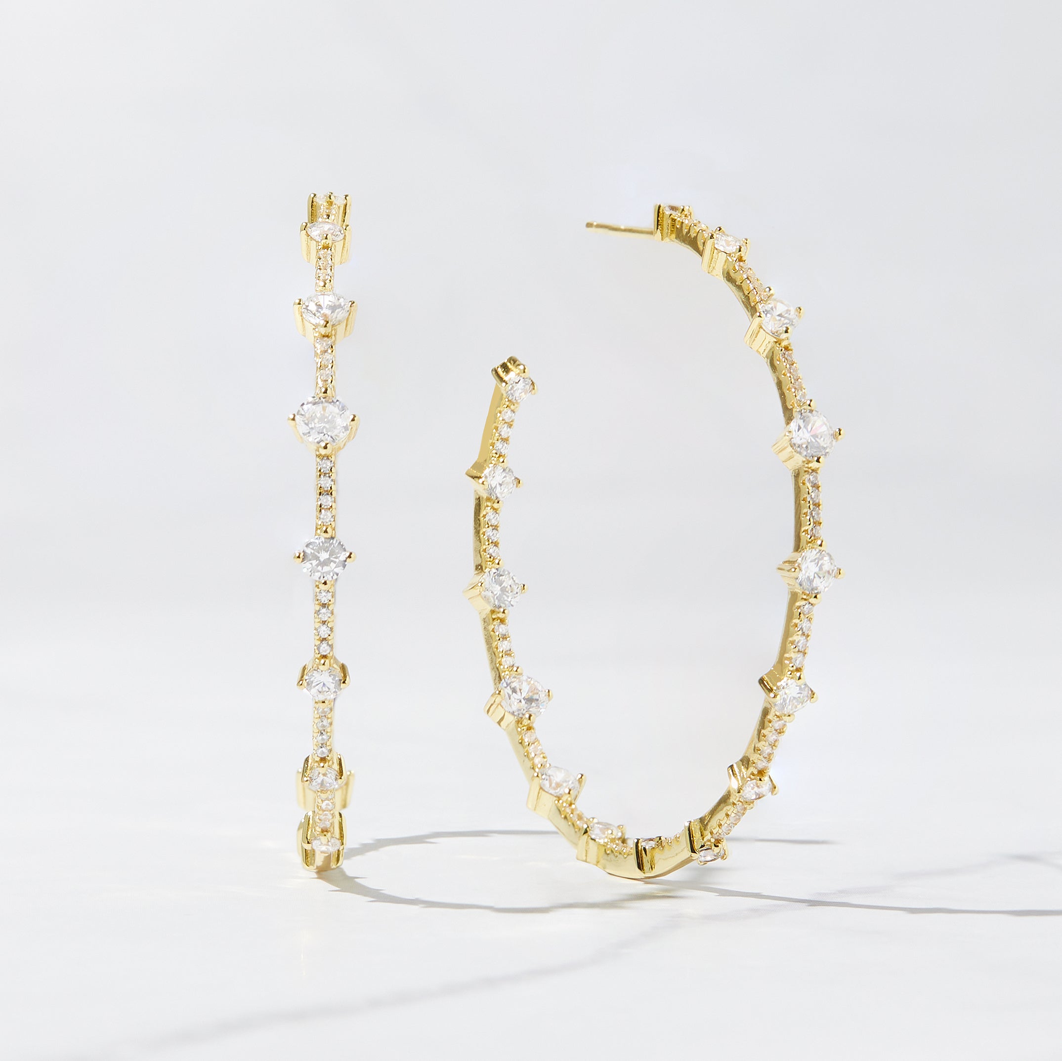 1.20 TCW Round Shape Moissanite Diamond Hoops Earrings