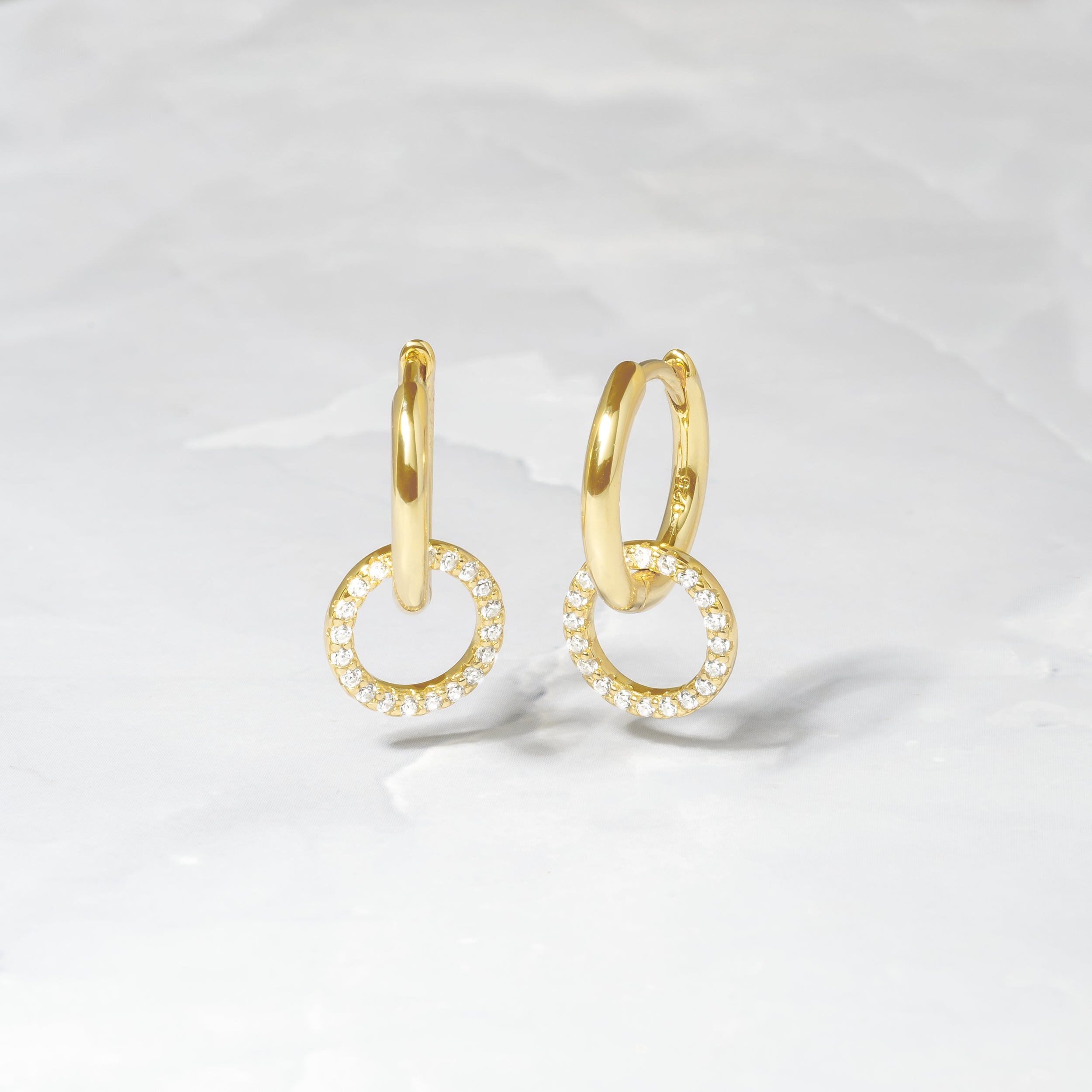 0.45 TCW Round Shape Moissanite Circle Charm Hoops Earrings