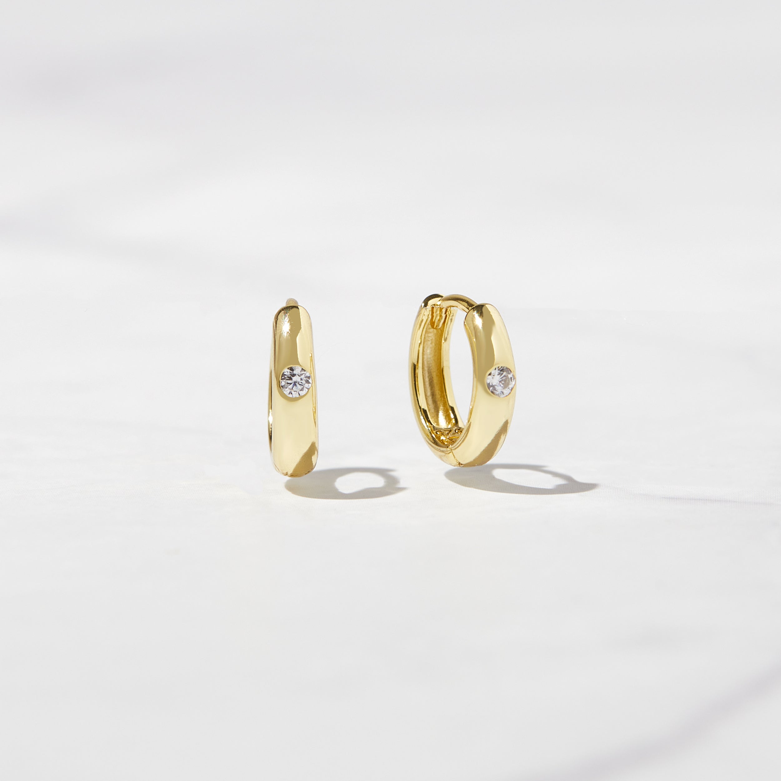 0.15 TCW Round Shape Moissanite Diamond Huggie Hoops Earrings