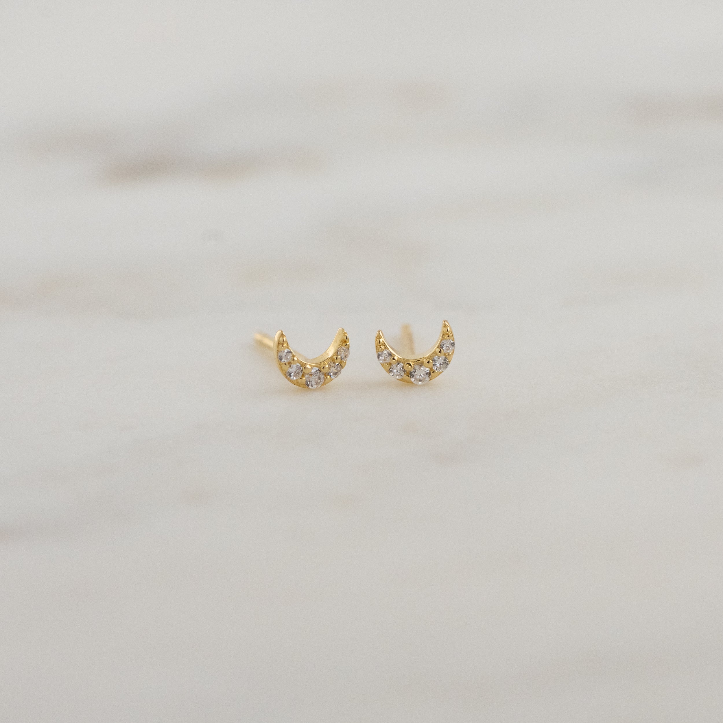 0.80 TCW Round Shape Moissanite Moon Stud Earrings