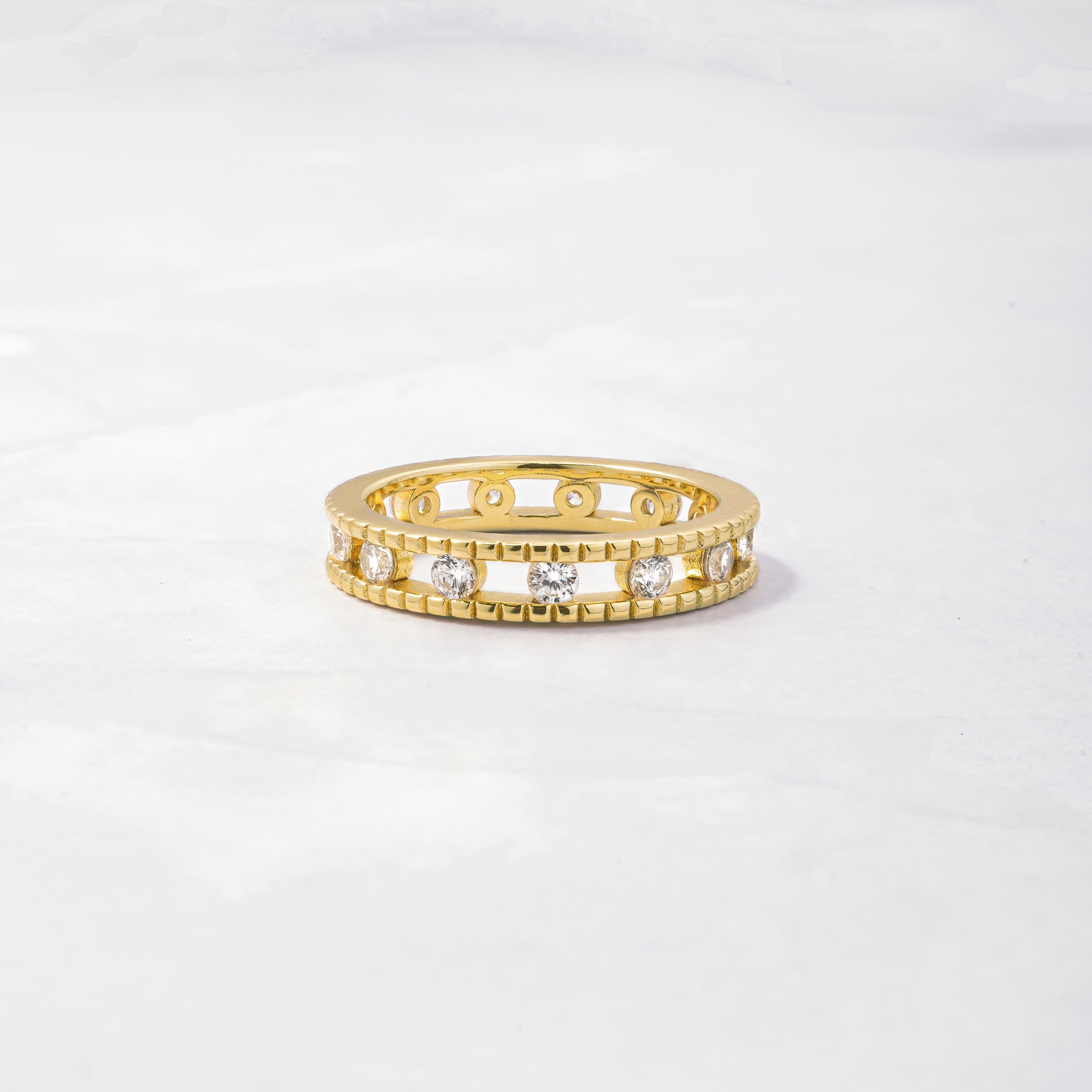 0.35 Carats Moissanite Round Double Eternity Setting Wedding Band