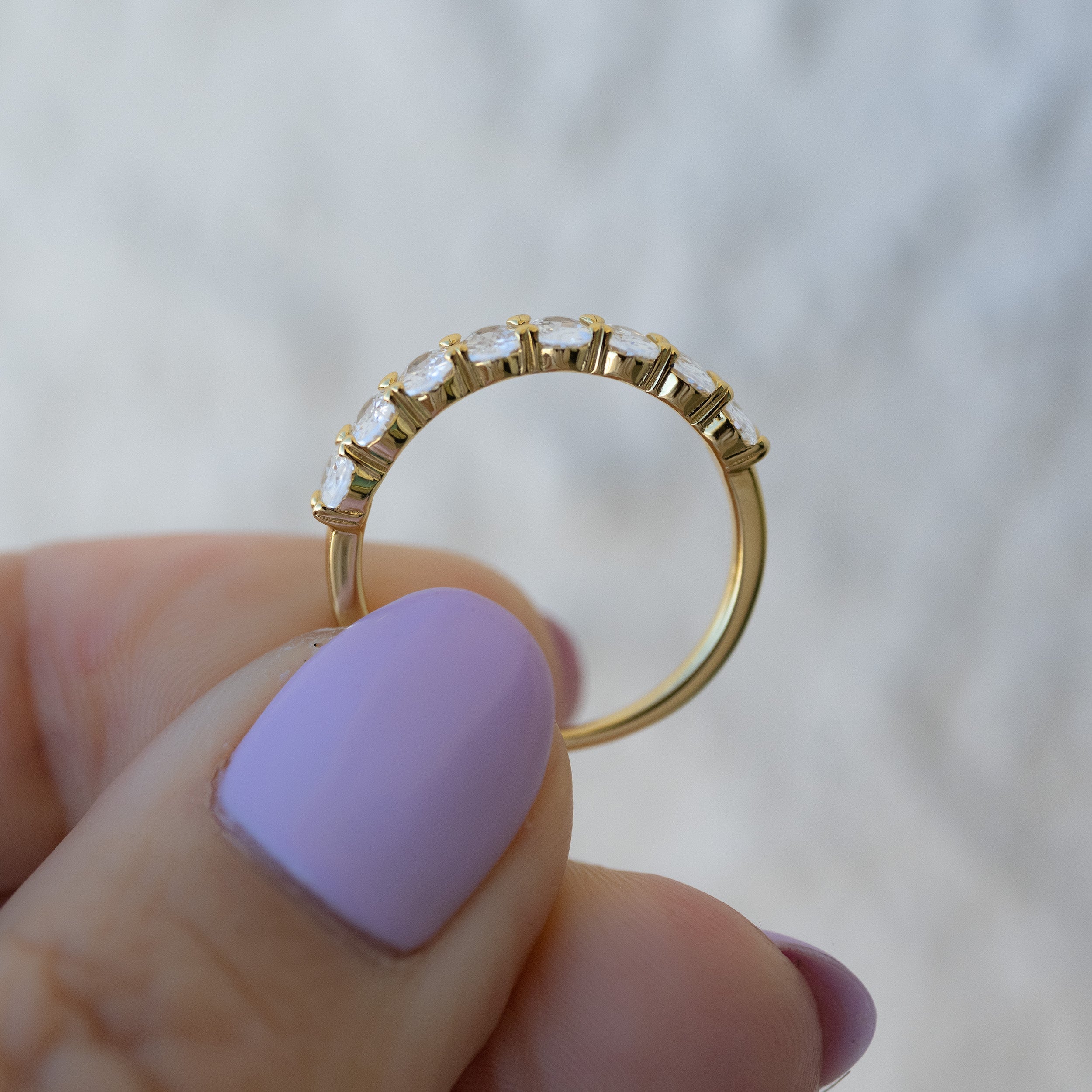 1.0 Carats Moissanite Oval Eternity Style Wedding Band