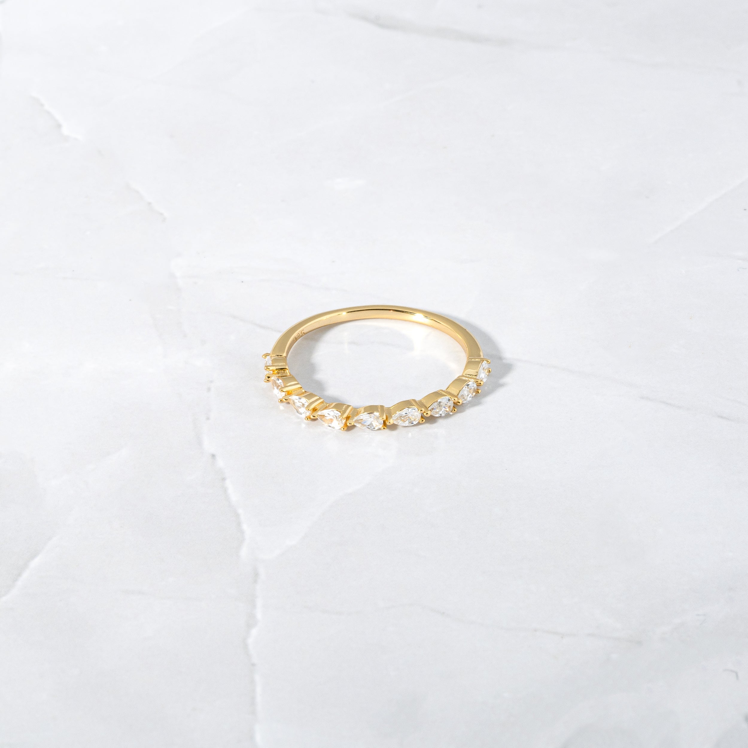 0.45 Carats Moissanite Pear Cut Half Eternity Wedding Band