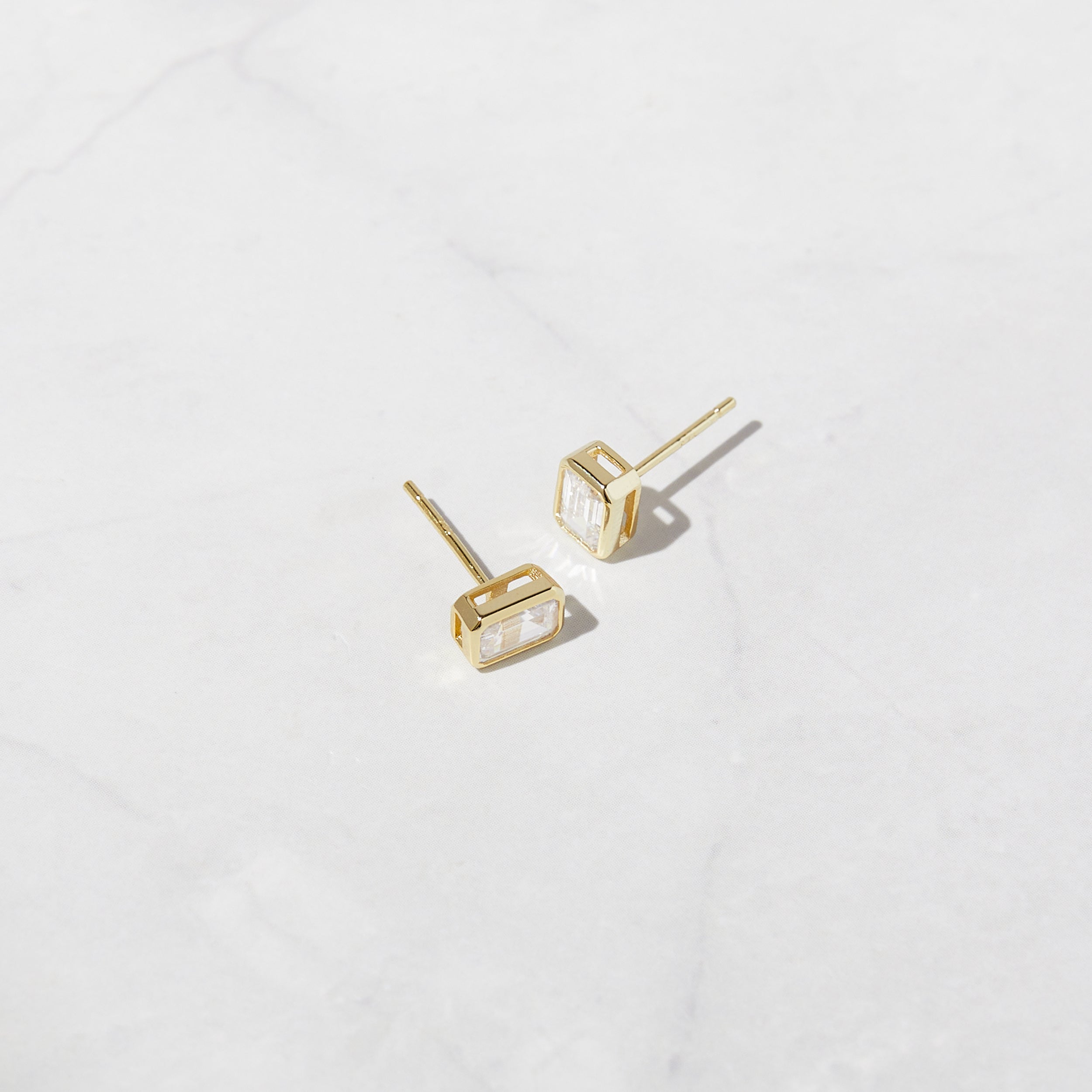 0.30 TCW Emerald Shape Moissanite Stud Earrings