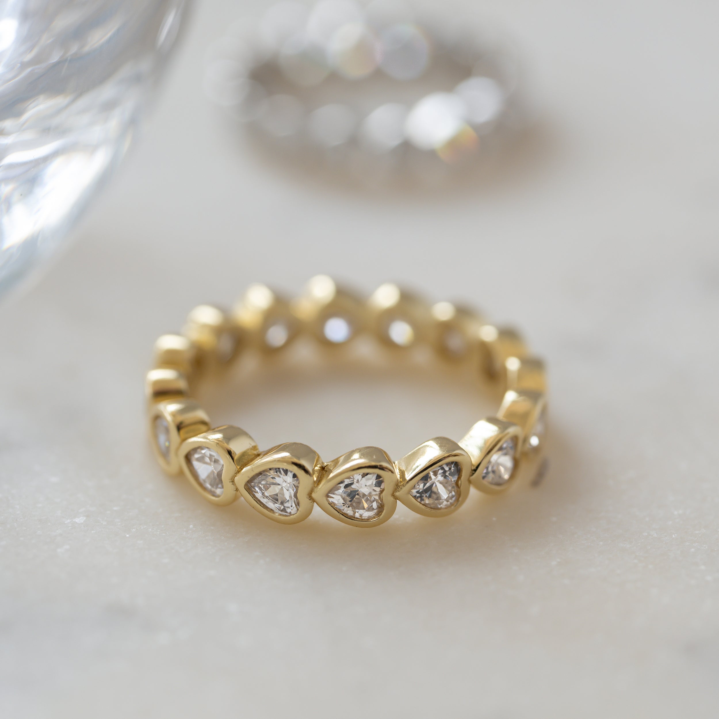 0.70 Carats Moissanite Heart Cut Eternity Setting Wedding Band