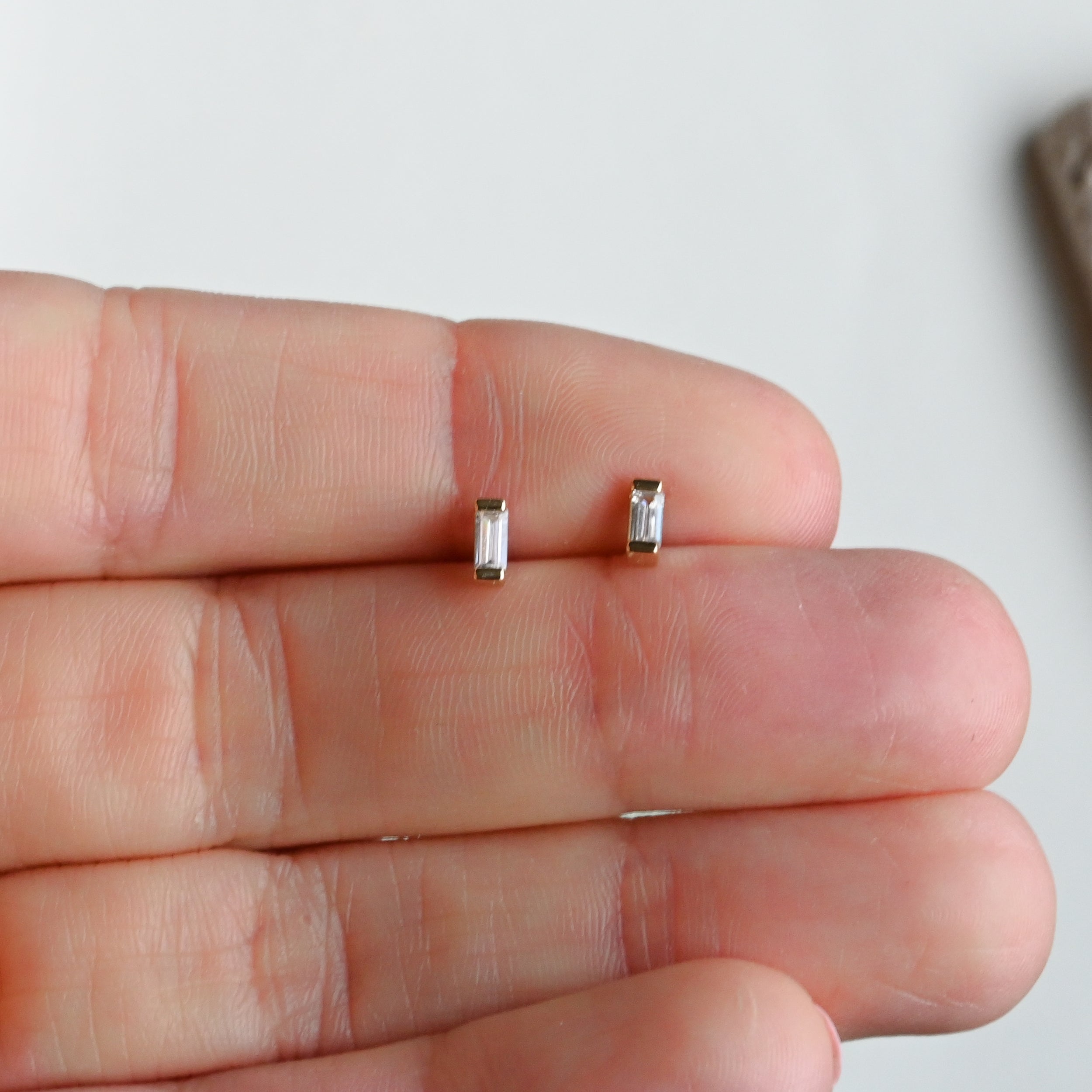 0.40 TCW Baguette Shape Moissanite Solitaire Stud Earrings