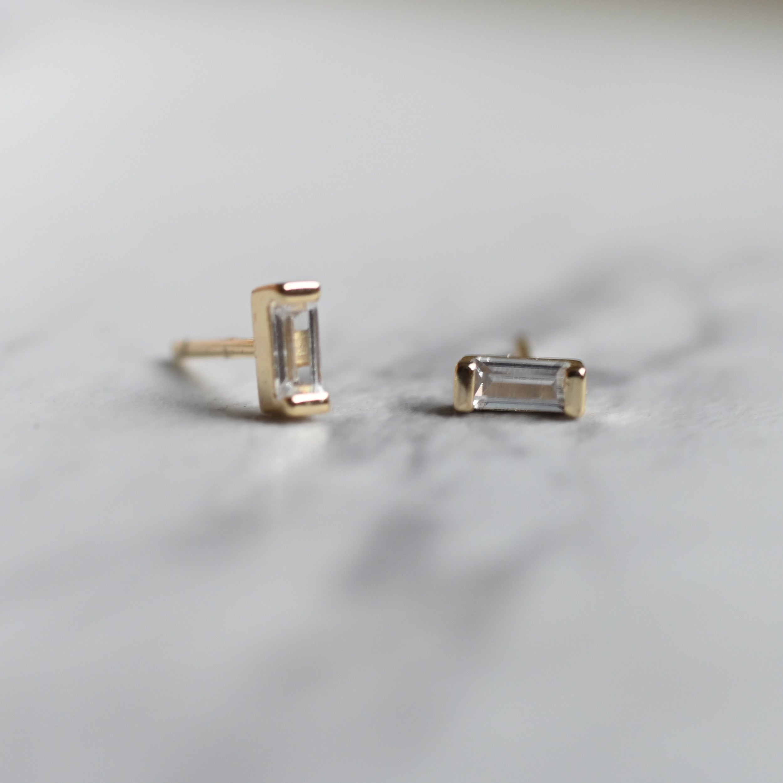 0.40 TCW Baguette Shape Moissanite Solitaire Stud Earrings