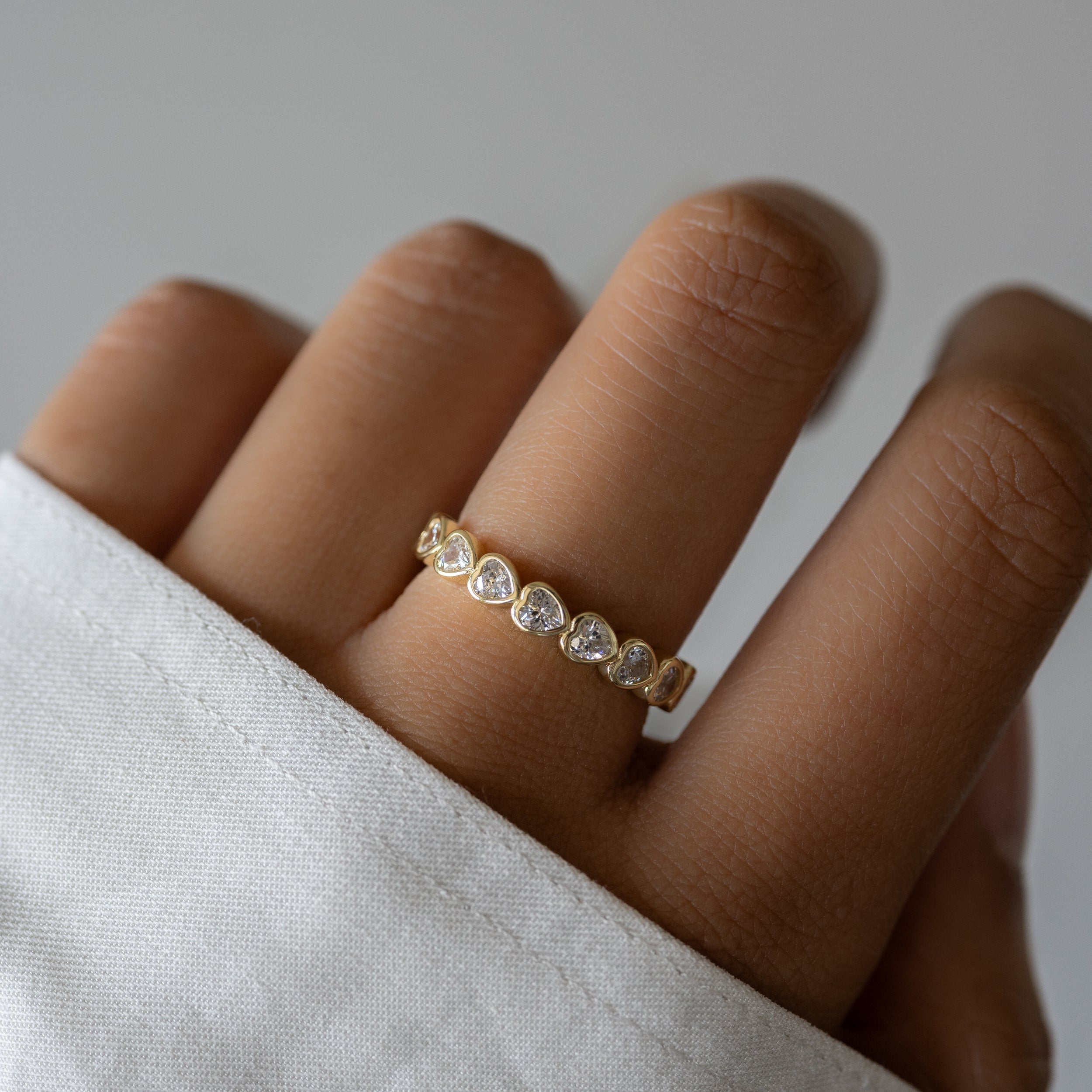 0.70 Carats Moissanite Heart Cut Eternity Setting Wedding Band