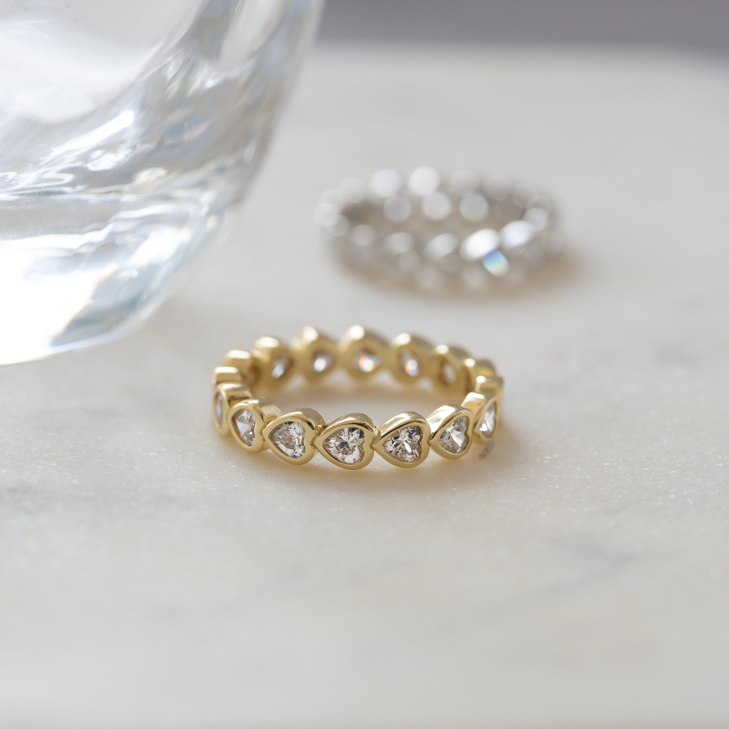 0.70 Carats Moissanite Heart Cut Eternity Setting Wedding Band