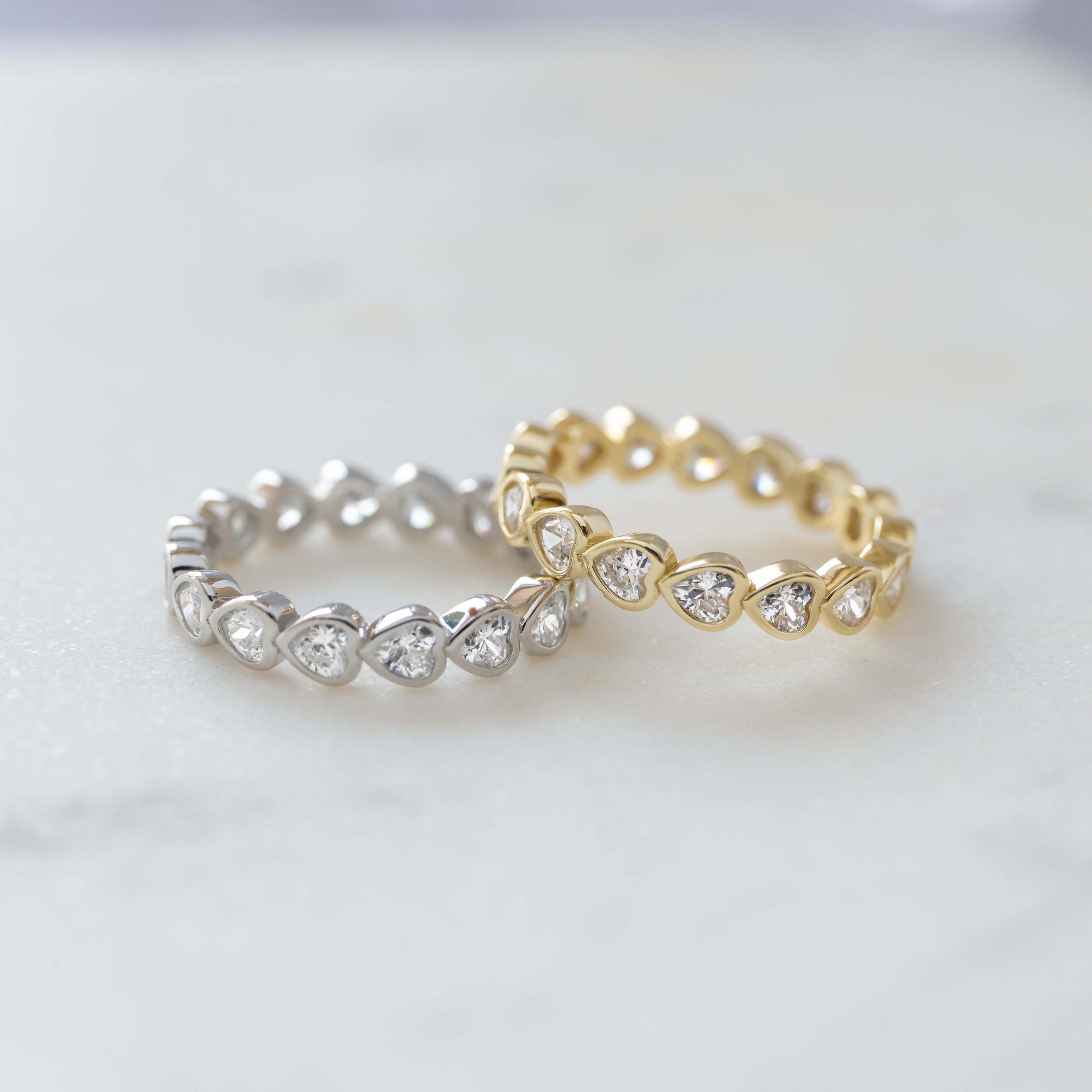 0.70 Carats Moissanite Heart Cut Eternity Setting Wedding Band
