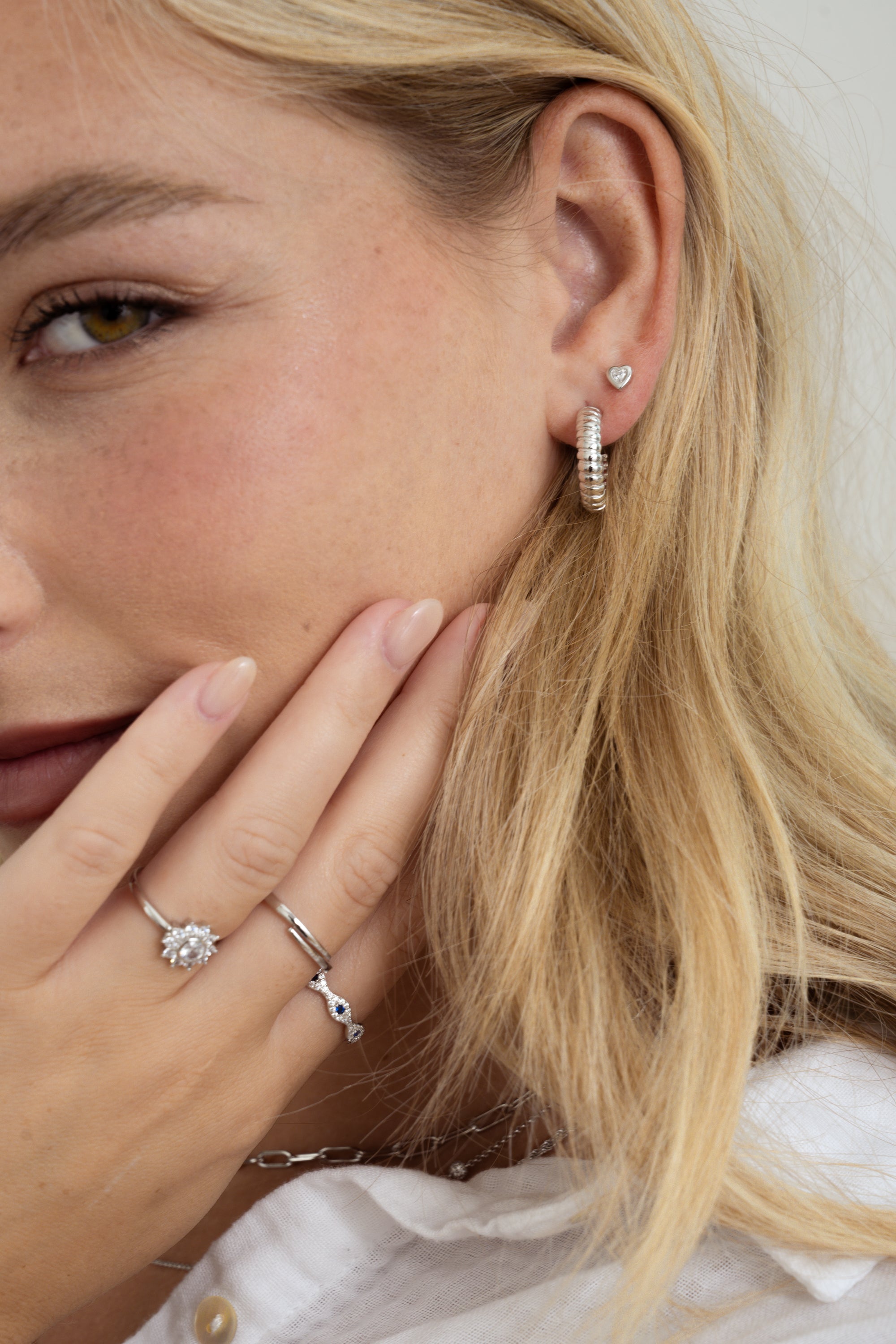 0.30 TCW Heart Shape Moissanite Solitaire Stud Earrings