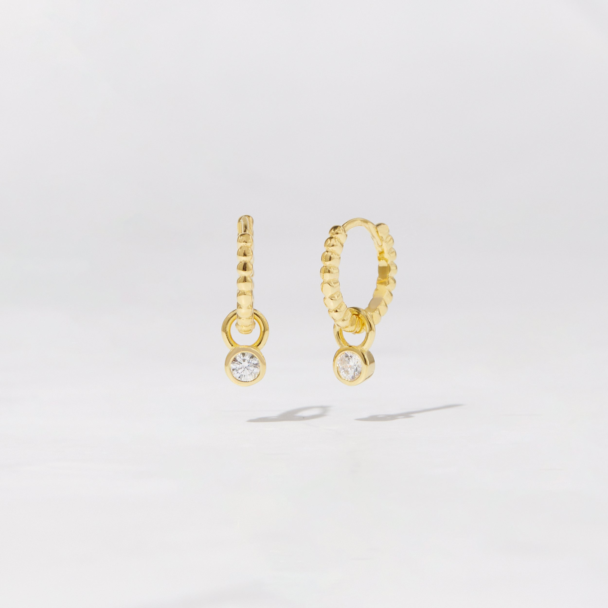 0.15 TCW Round Shape Moissanite Bezel Huggie Earrings