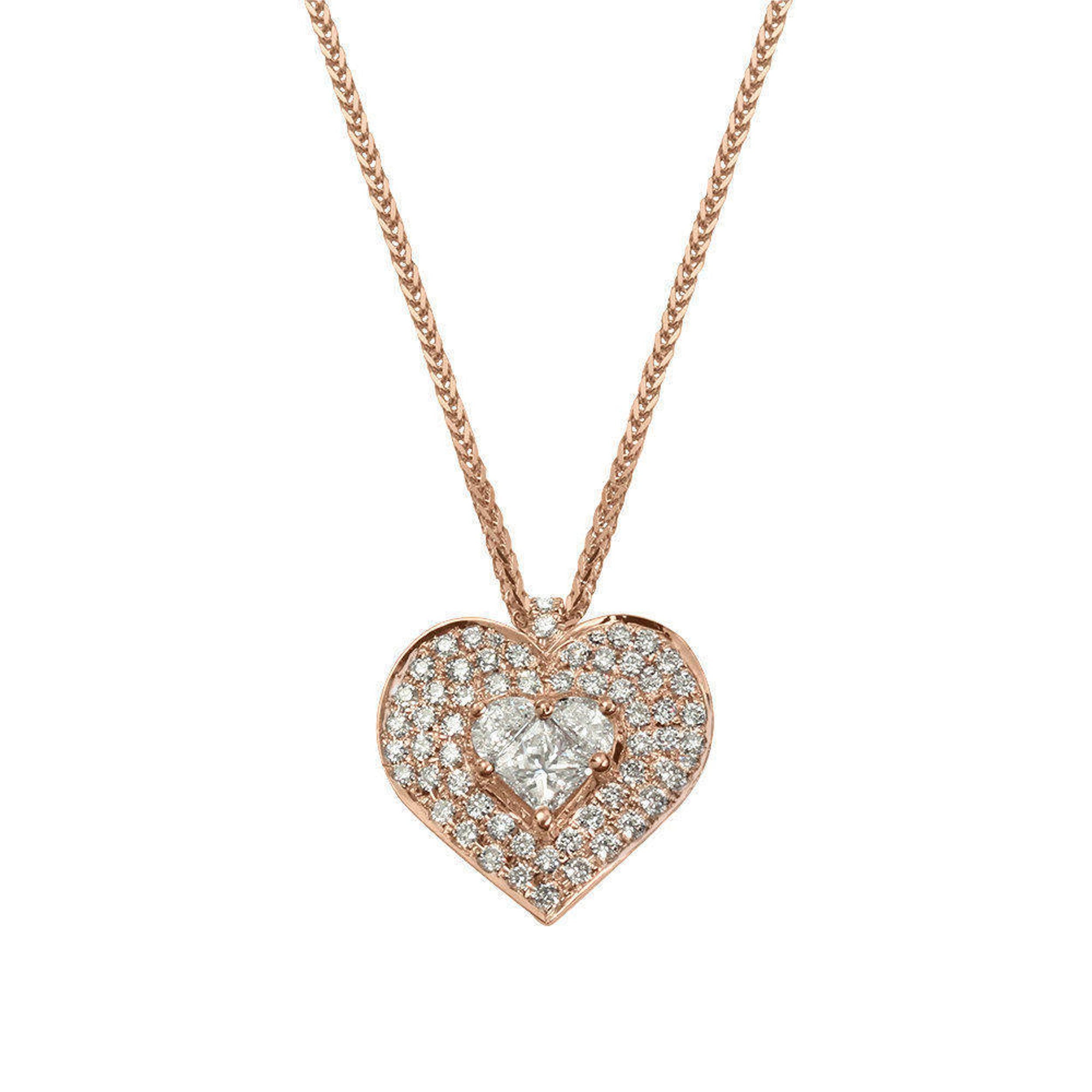 0.40 Carats Heart Shape Moissanite Halo Necklace