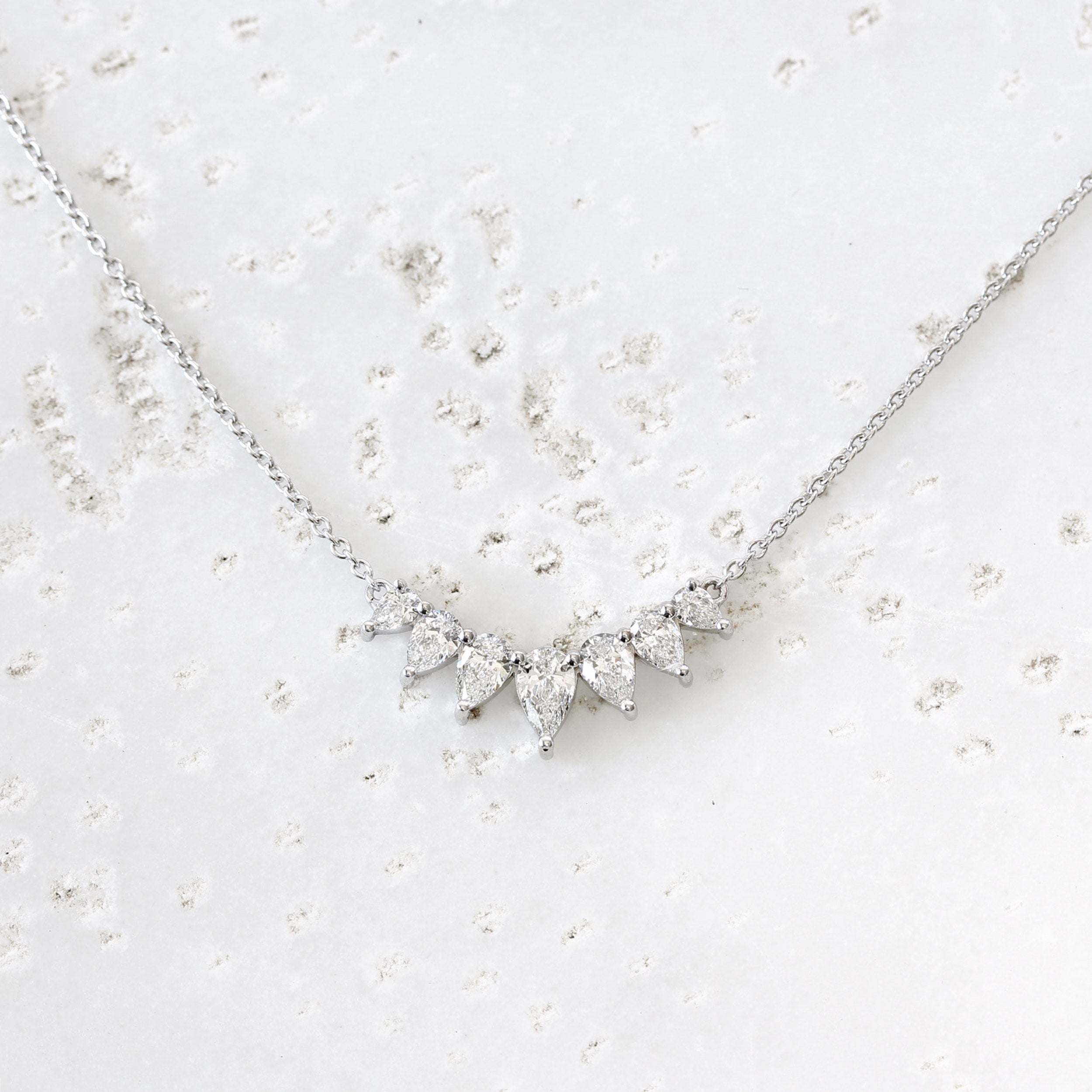 1.70 Carats Pear Shape Moissanite Seven Stone Necklace