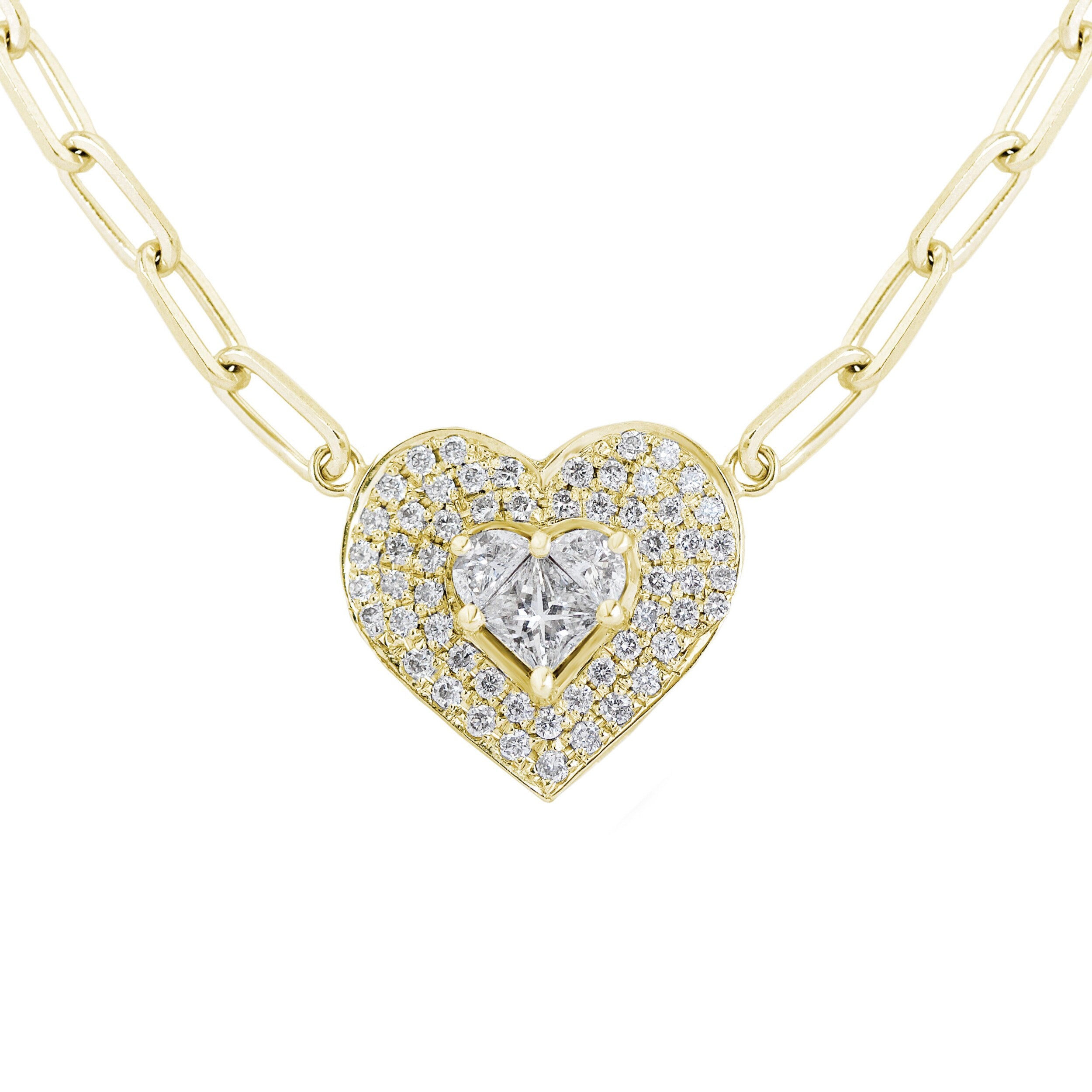 0.40 Carats Heart Shape Moissanite Halo Necklace