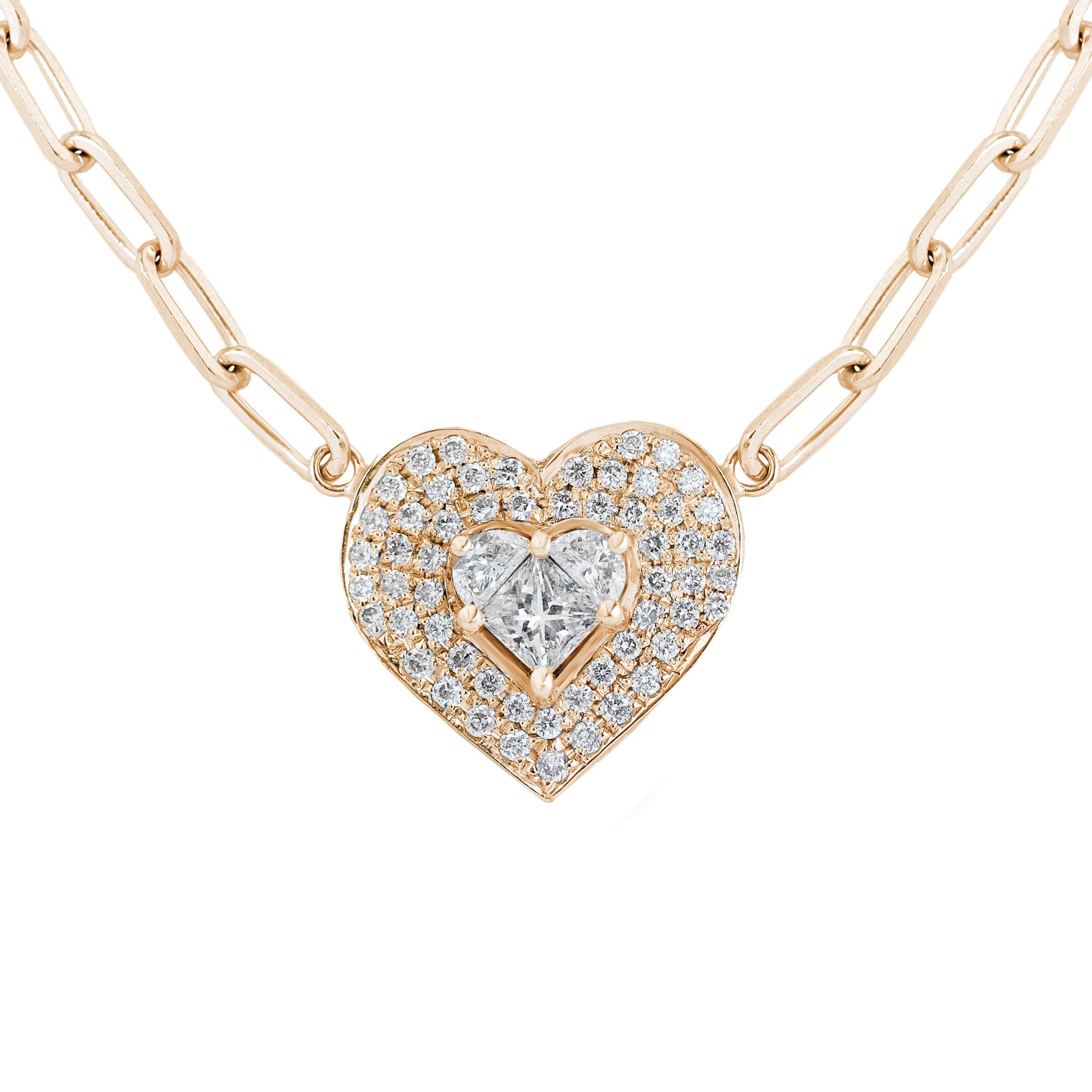 0.40 Carats Heart Shape Moissanite Halo Necklace