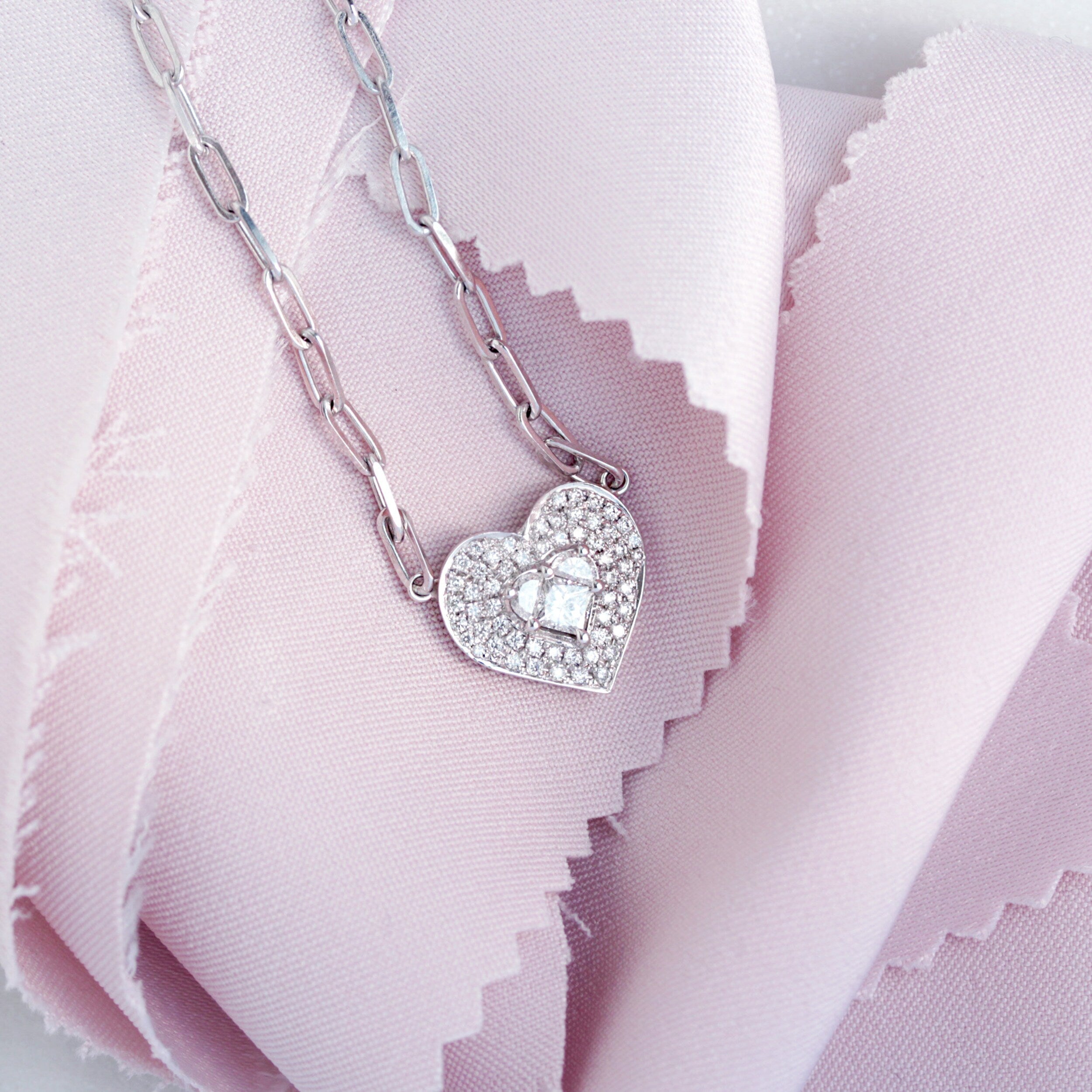 0.40 Carats Heart Shape Moissanite Halo Necklace