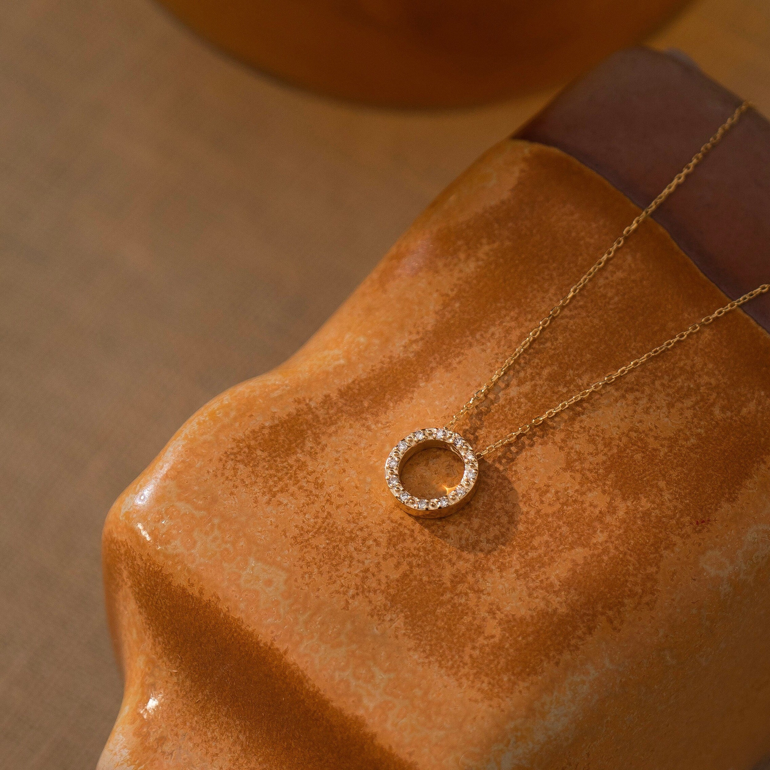 0.06 Carats Round Shape Moissanite Circle Necklace