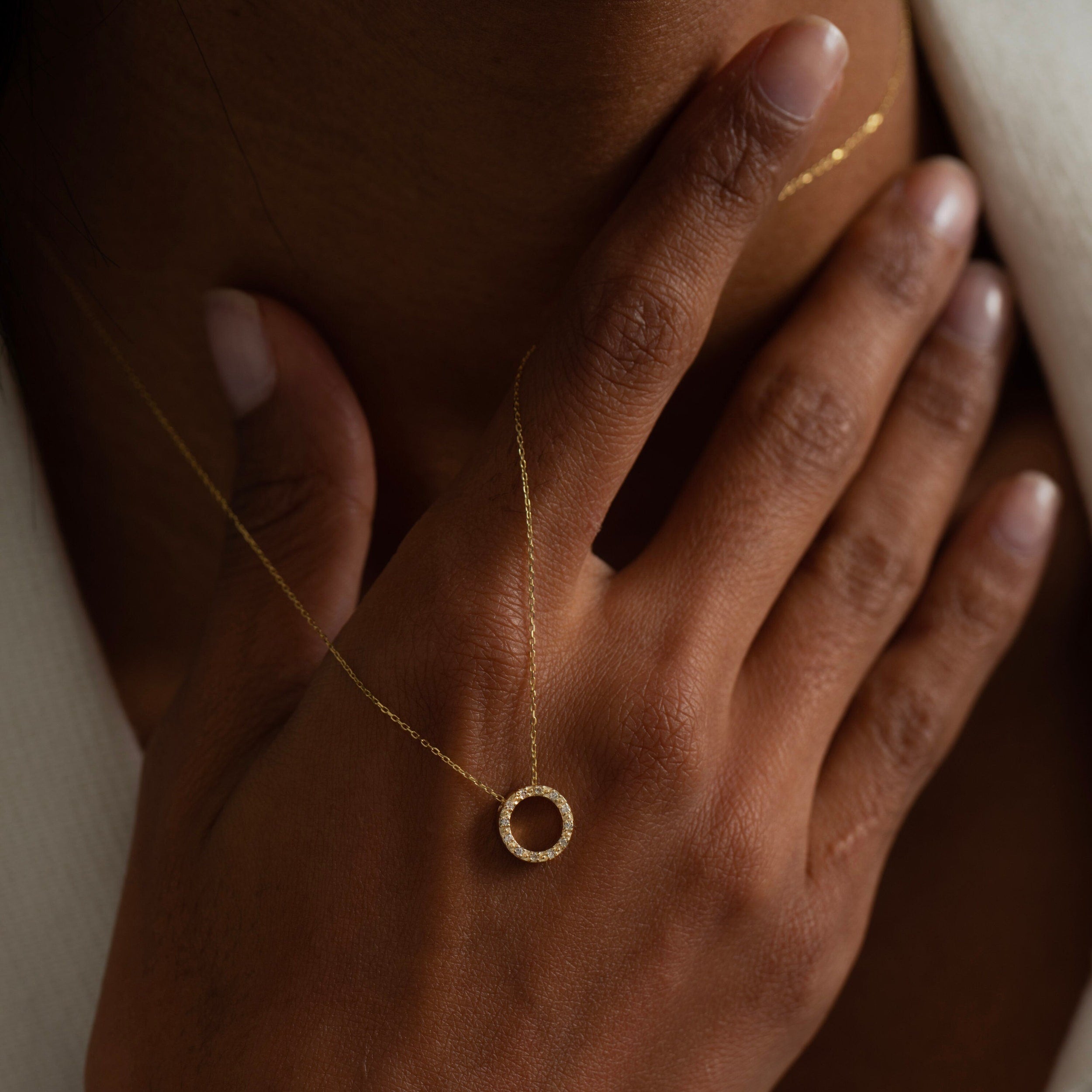 0.06 Carats Round Shape Moissanite Circle Necklace