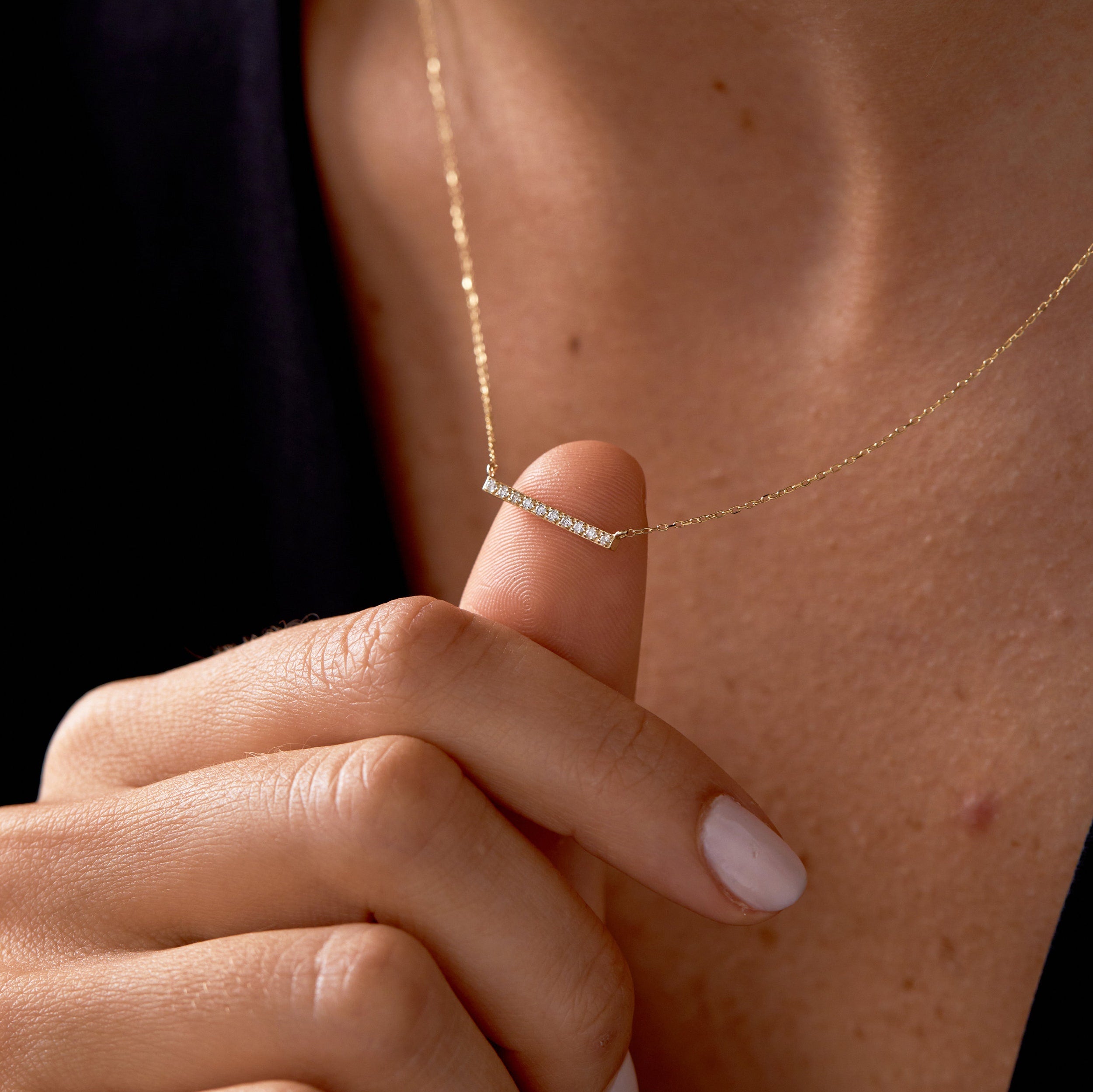 0.1 Carats Round Shape Moissanite Minimalist Necklace