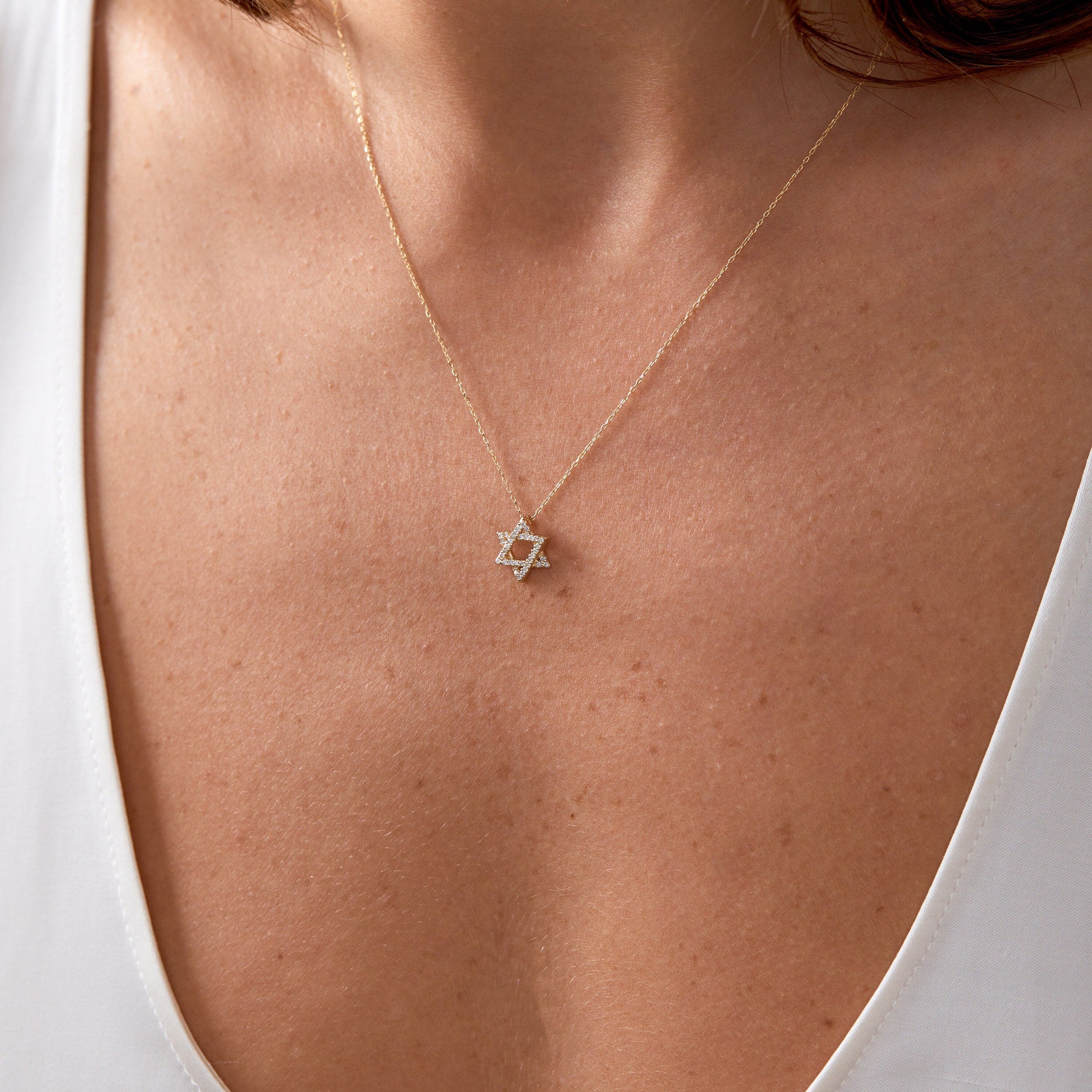 0.08 Carats Round Shape Moissanite Star Necklace