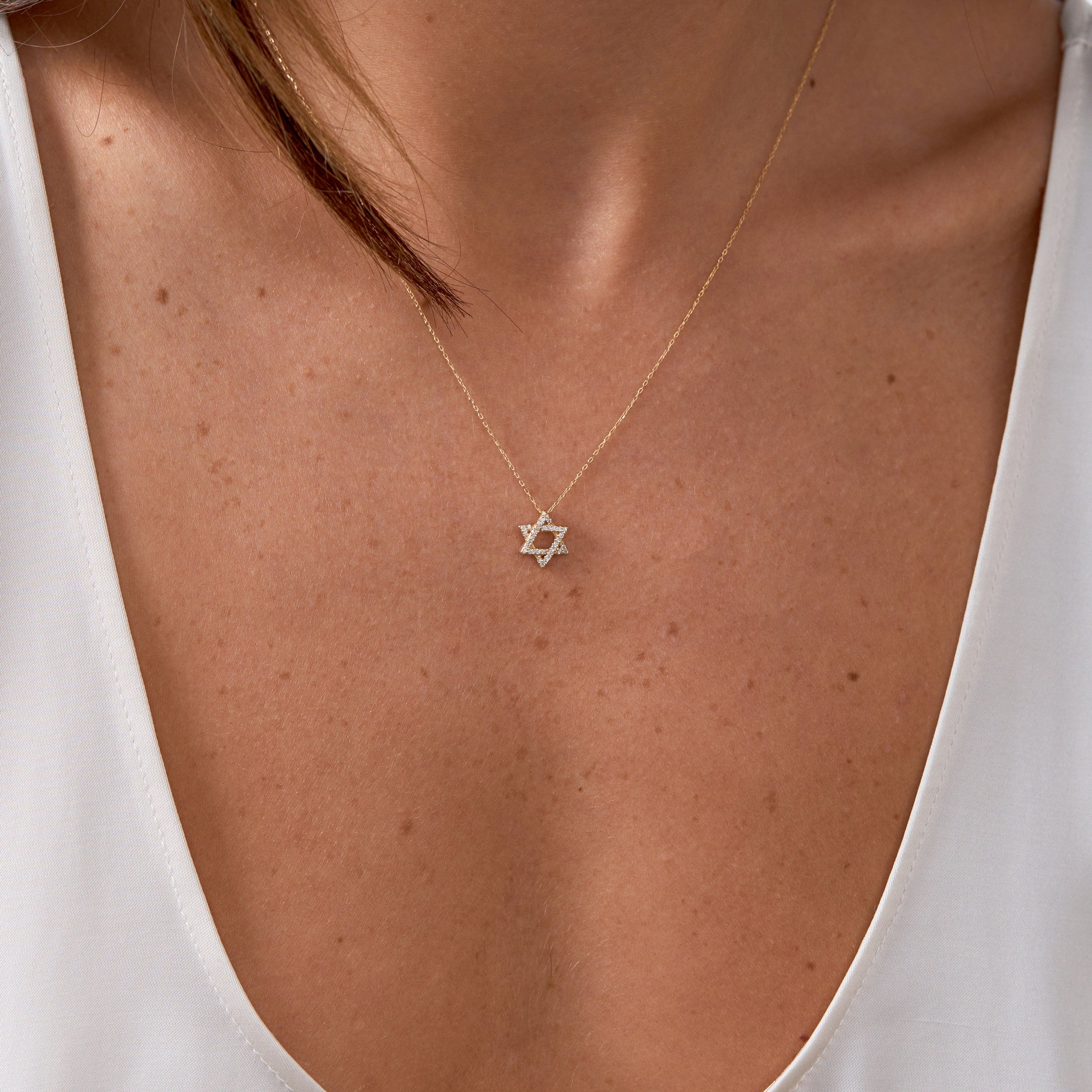 0.08 Carats Round Shape Moissanite Star Necklace