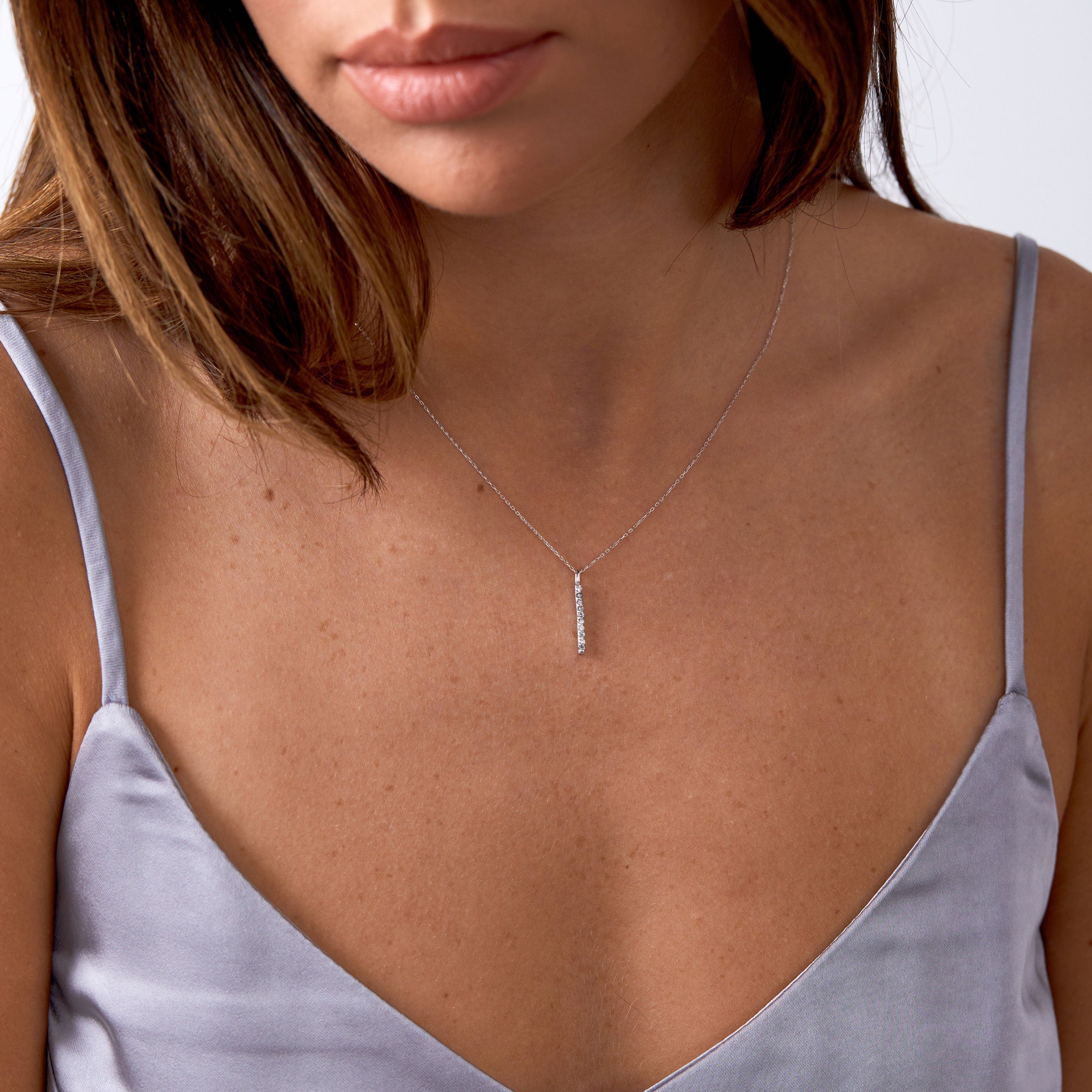 0.1 Carats Round Shape Moissanite Minimalist Necklace