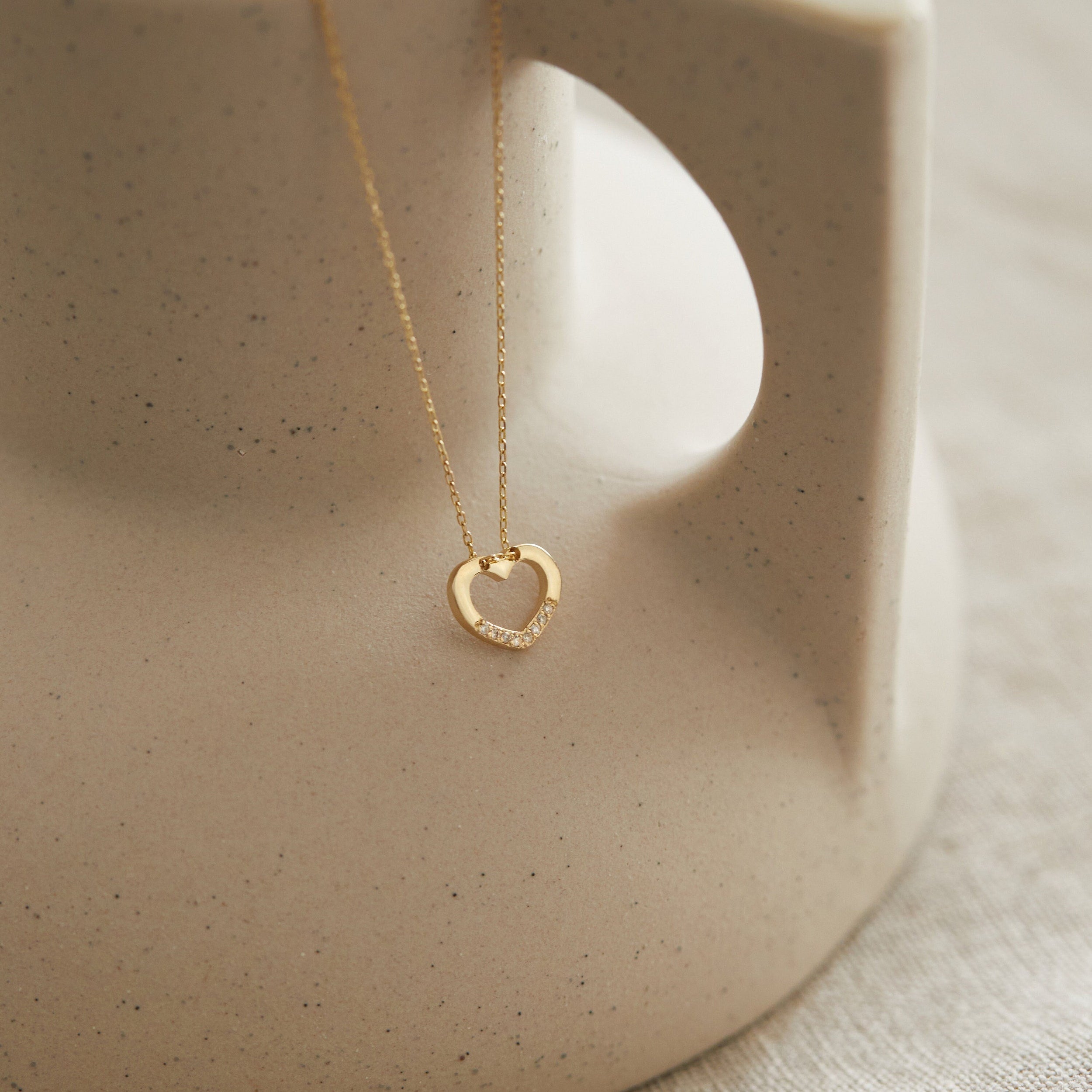 0.02 Carats Round Shape Moissanite Heart Necklace