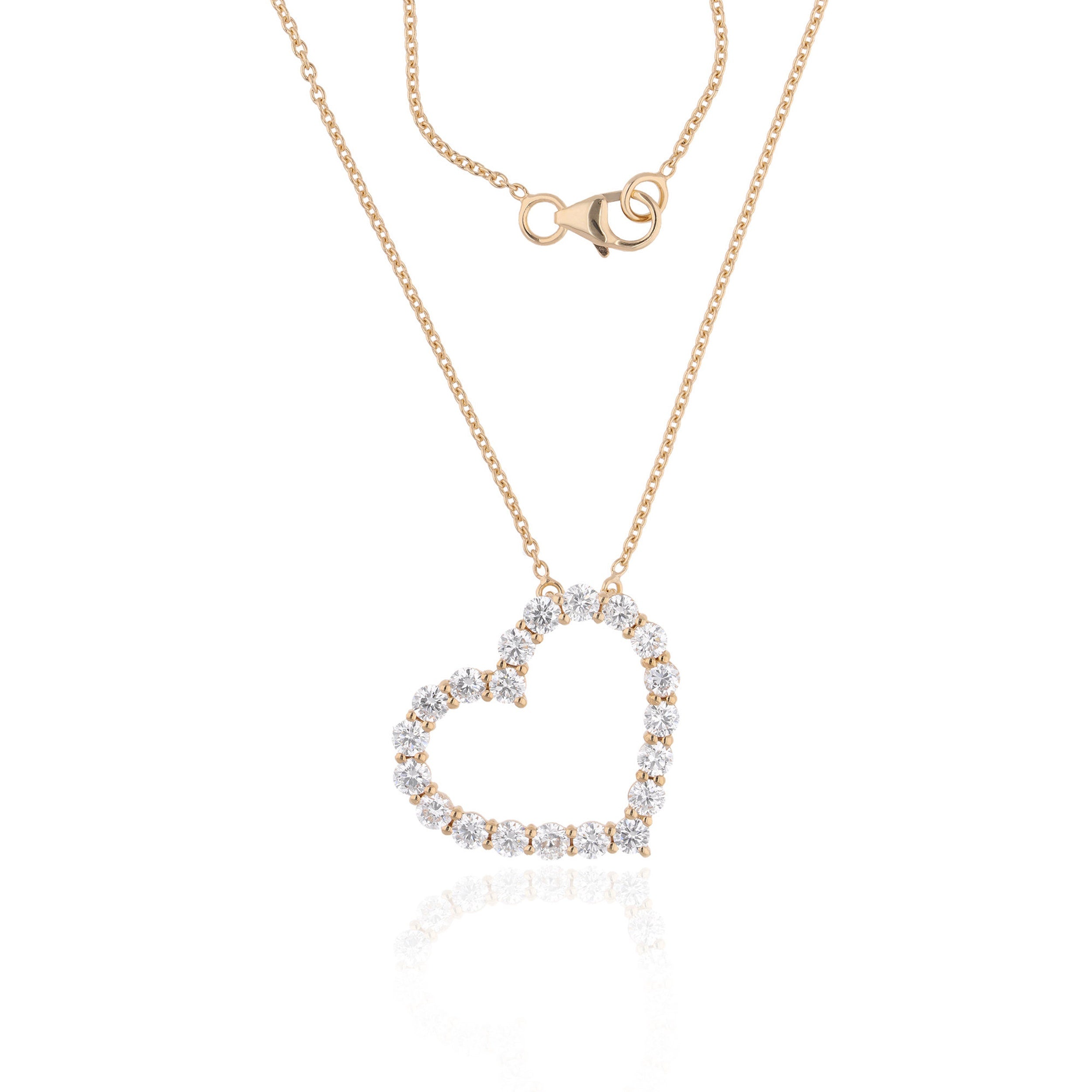 1.75 Carats Round Shape Moissanite Heart Necklace