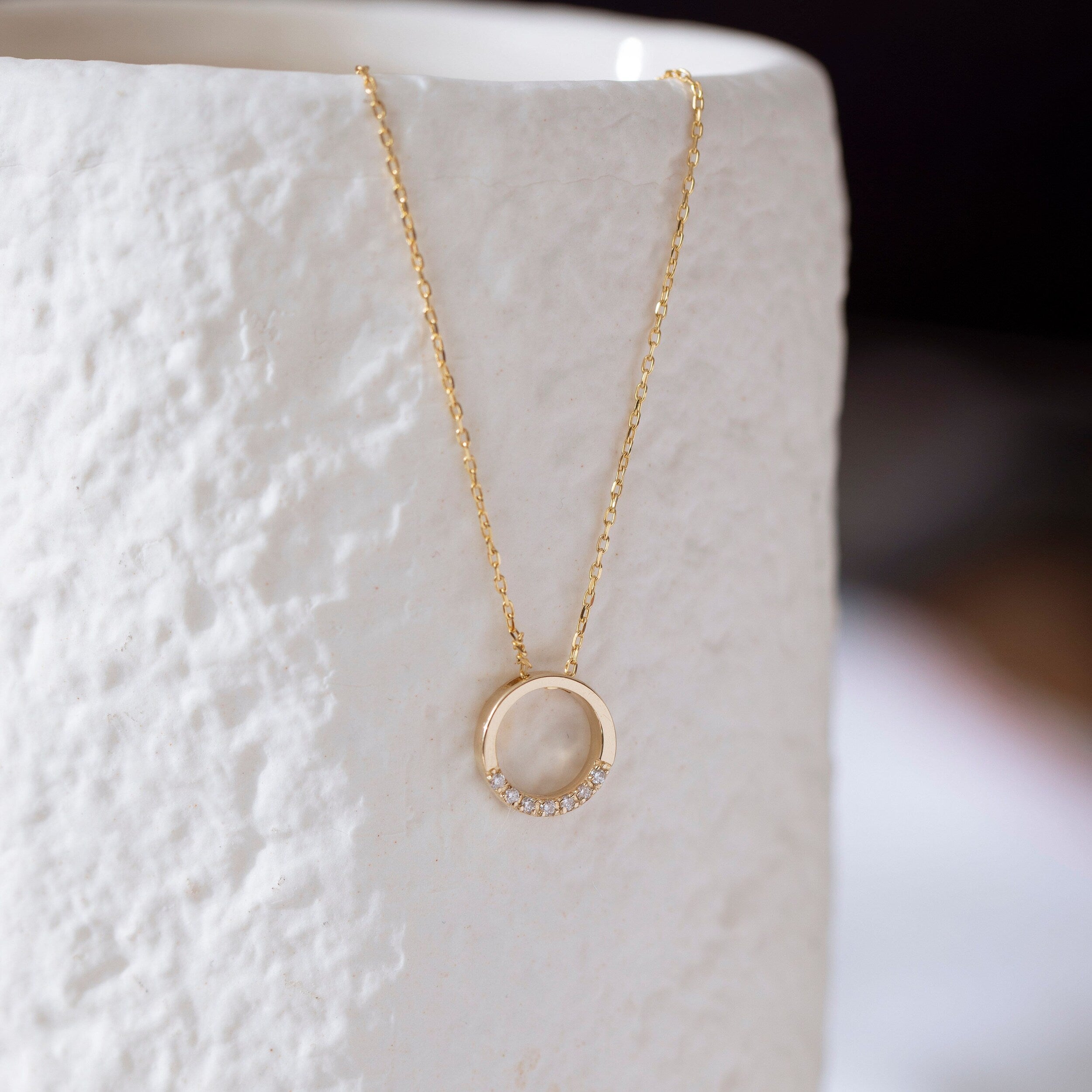 0.02 Carats Round Shape Moissanite Circle Necklace