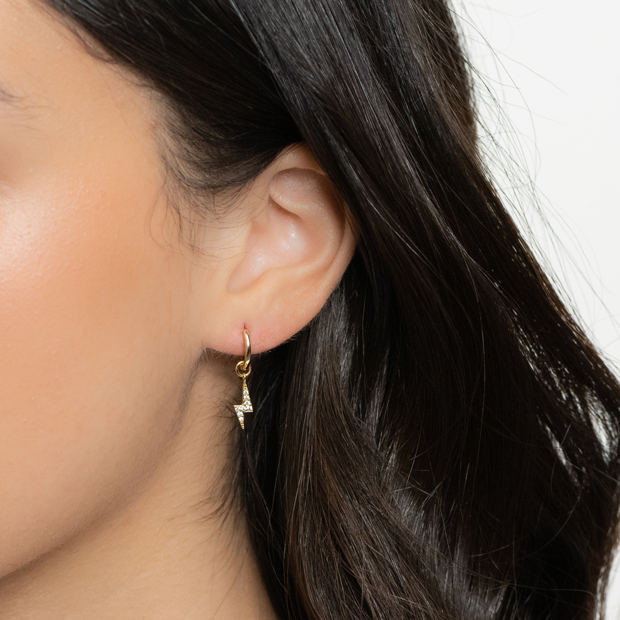 0.20 TCW Round Shape Moissanite Bolt Hoops Earrings