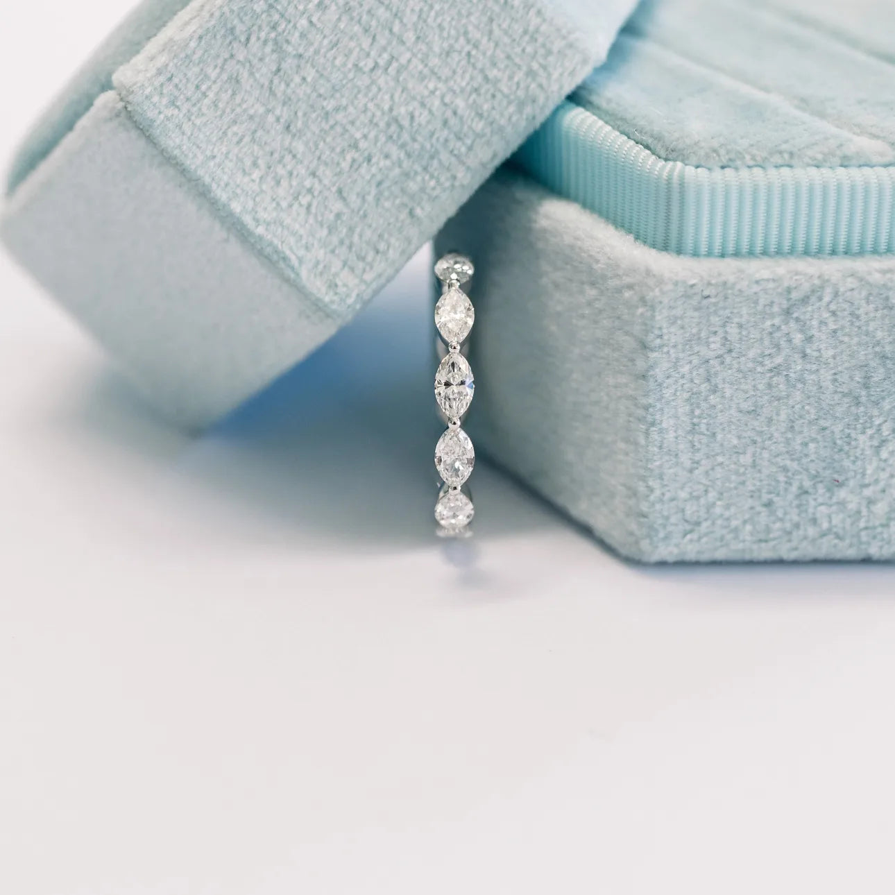 1.30 Carats Lab Grown Diamond Marquise Shape Bezel Wedding Band