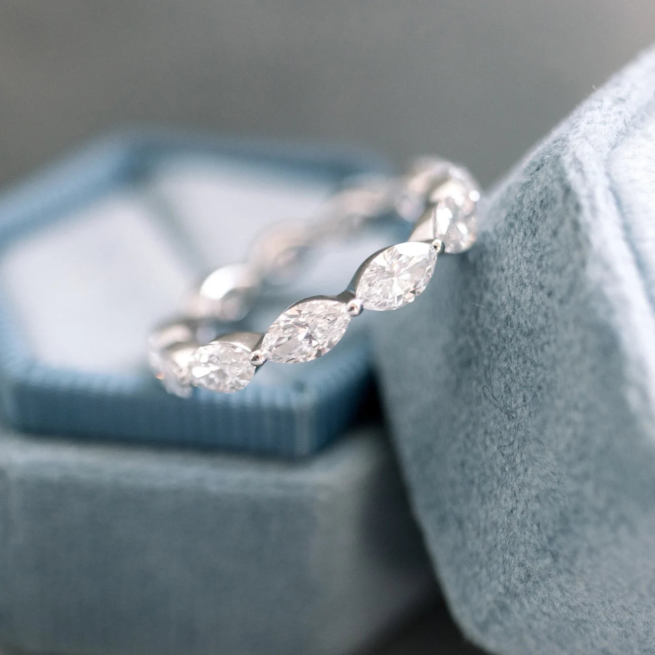 1.30 Carats Lab Grown Diamond Marquise Shape Bezel Wedding Band