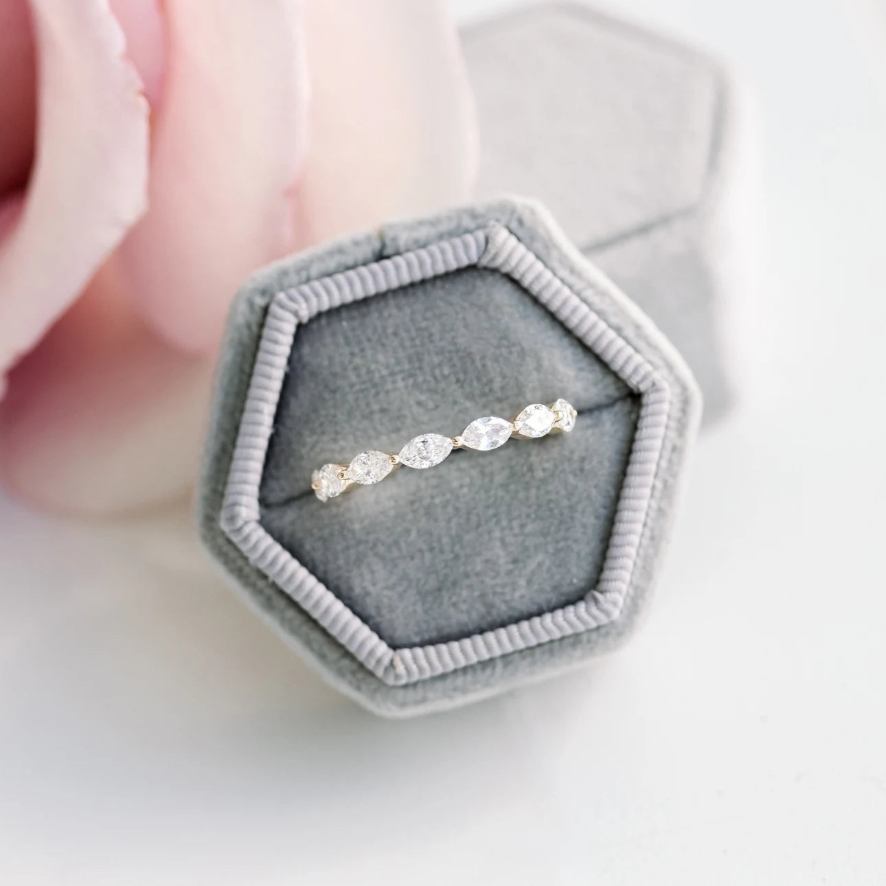 1.30 Carats Lab Grown Diamond Marquise Shape Bezel Wedding Band