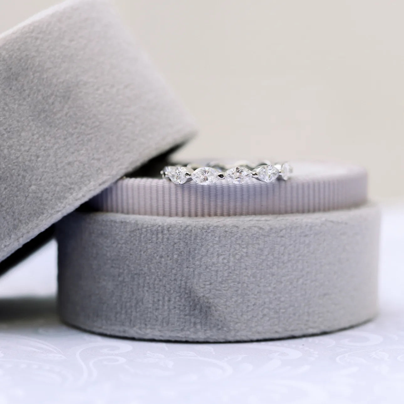 1.30 Carats Lab Grown Diamond Marquise Shape Bezel Wedding Band