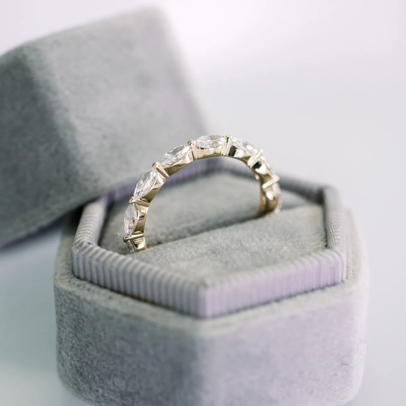 1.30 Carats Lab Grown Diamond Marquise Shape Bezel Wedding Band