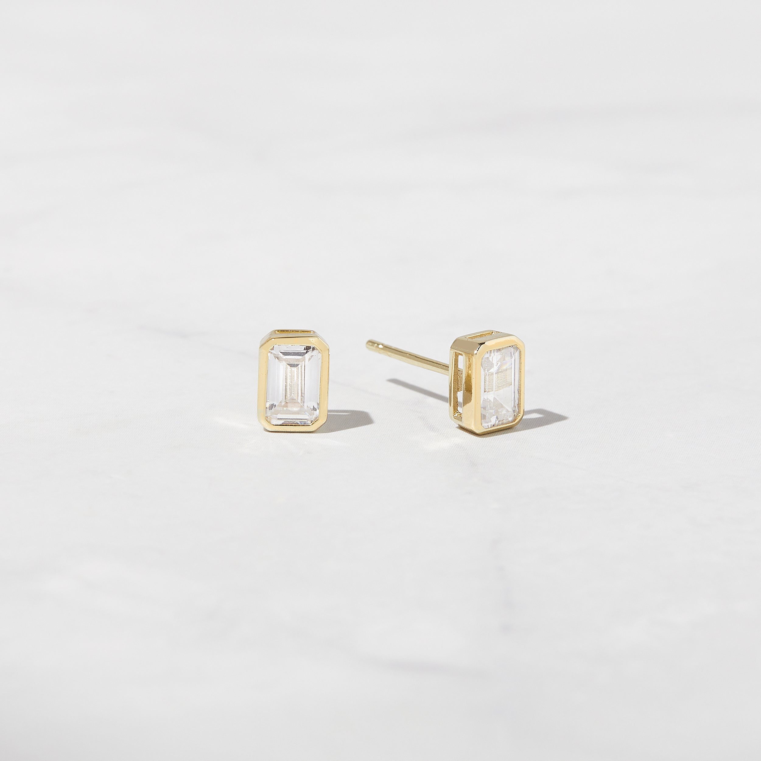 0.30 TCW Emerald Shape Moissanite Stud Earrings