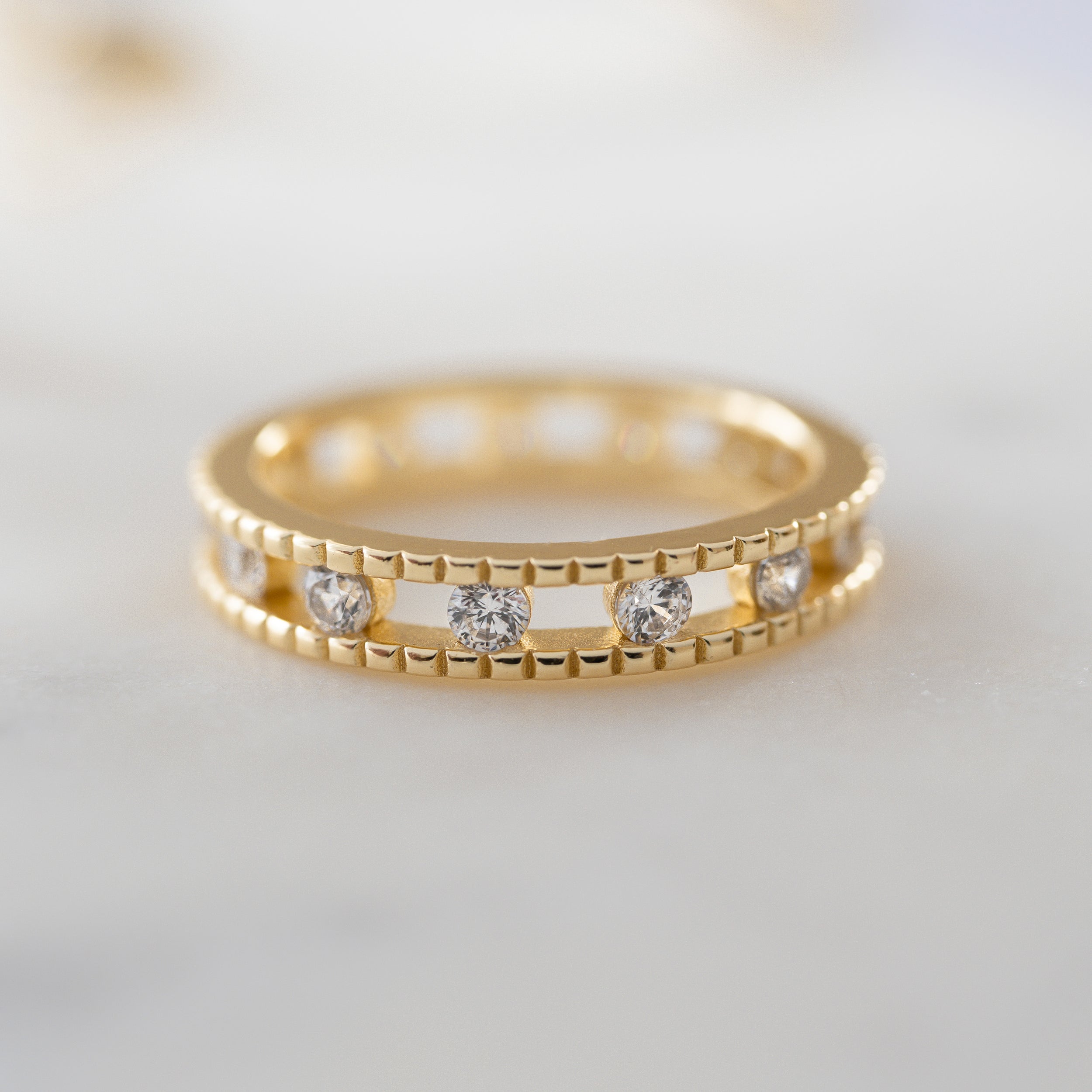 0.35 Carats Moissanite Round Double Eternity Setting Wedding Band