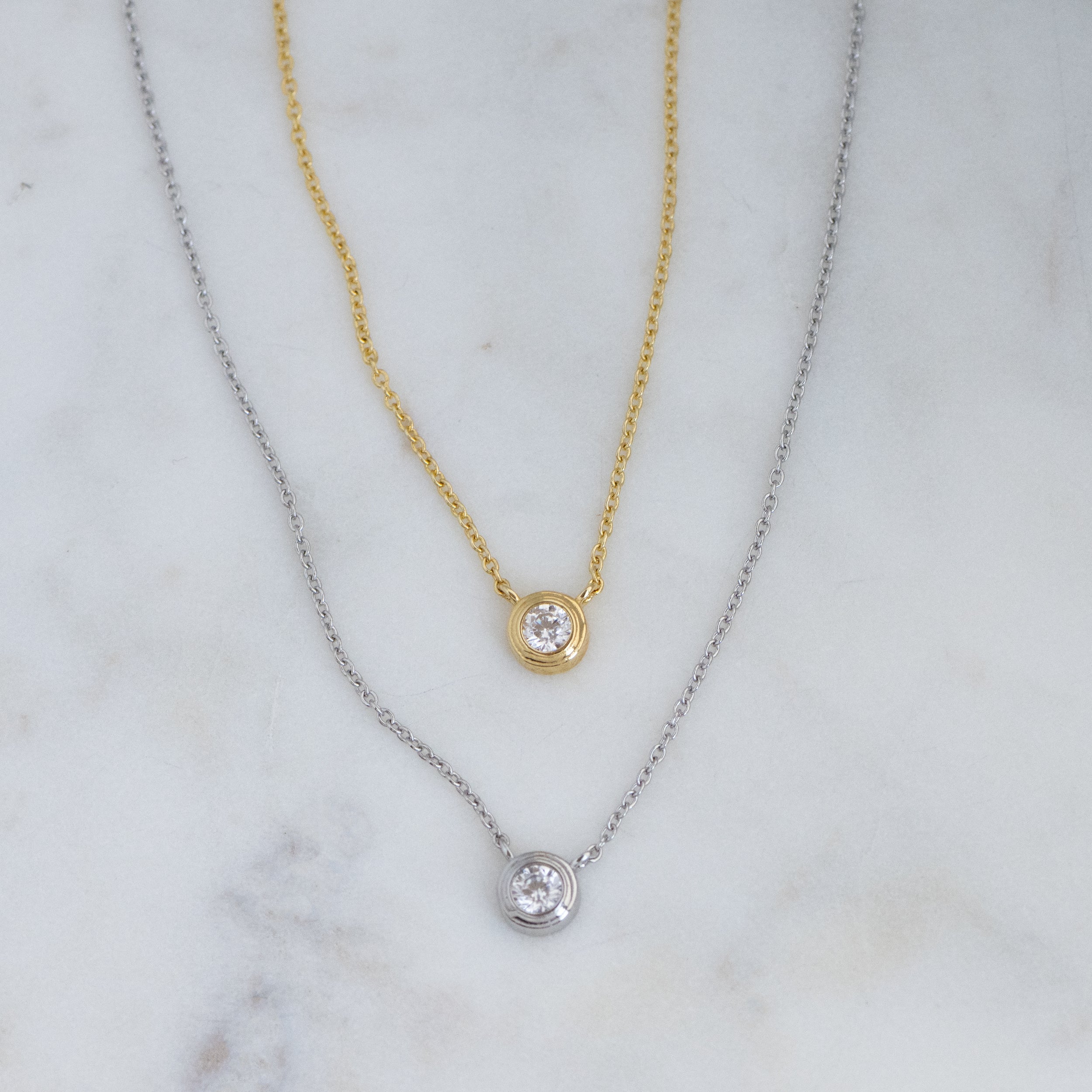 1.0 Carats Round Shape Moissanite Bezel Solitaire Necklace