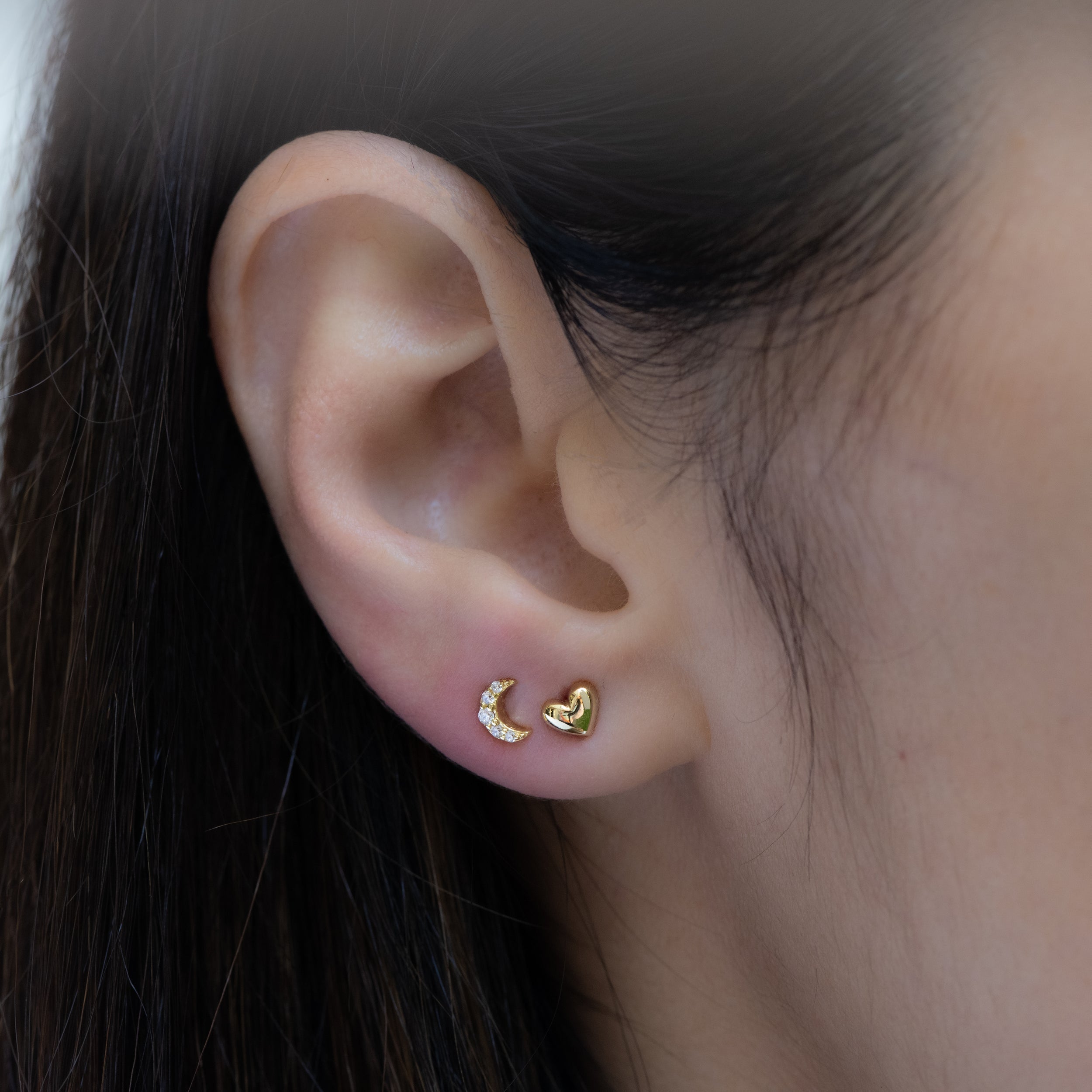 0.80 TCW Round Shape Moissanite Moon Stud Earrings