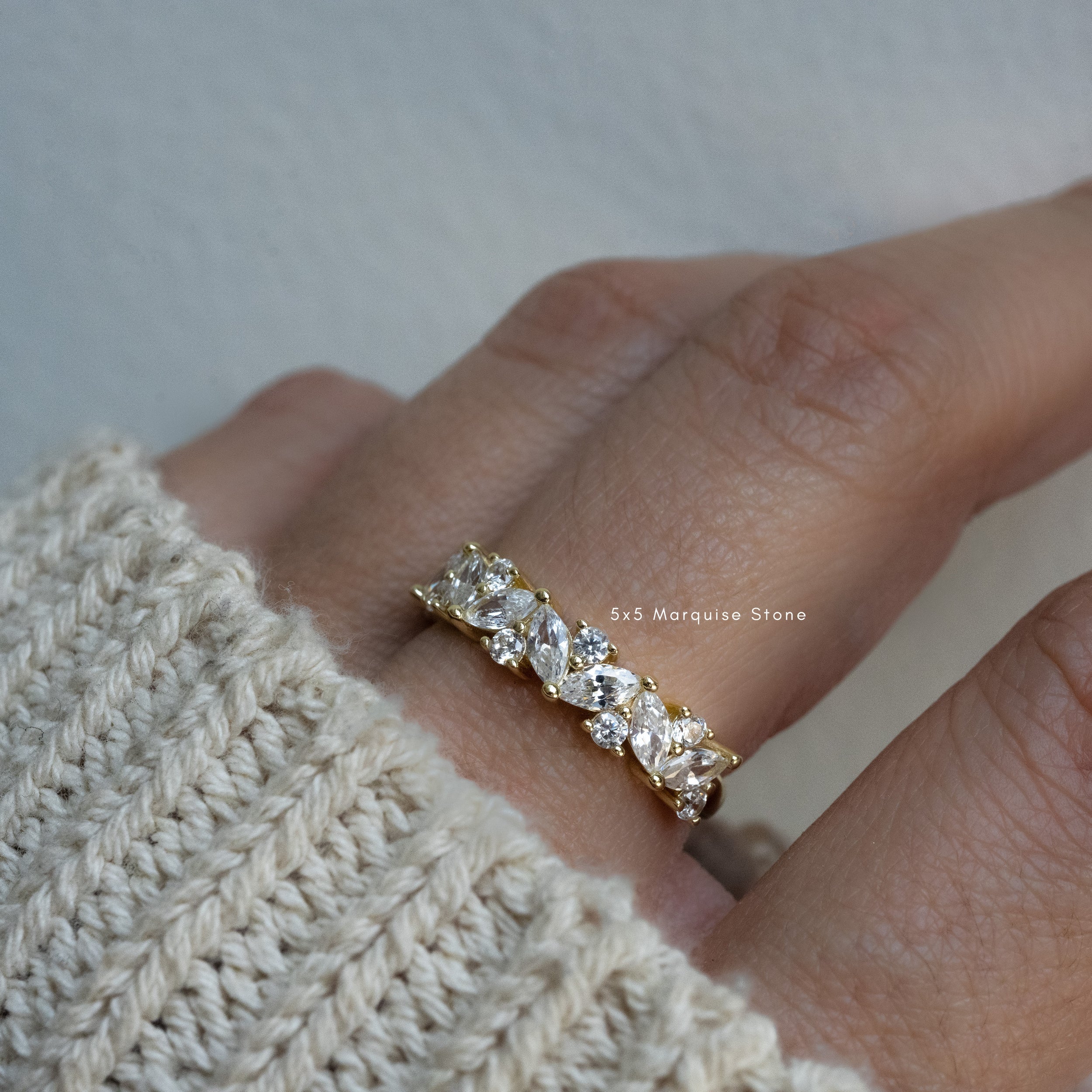 0.50 Carats Moissanite Round & Marquise Cut Eternity Style Wedding Band