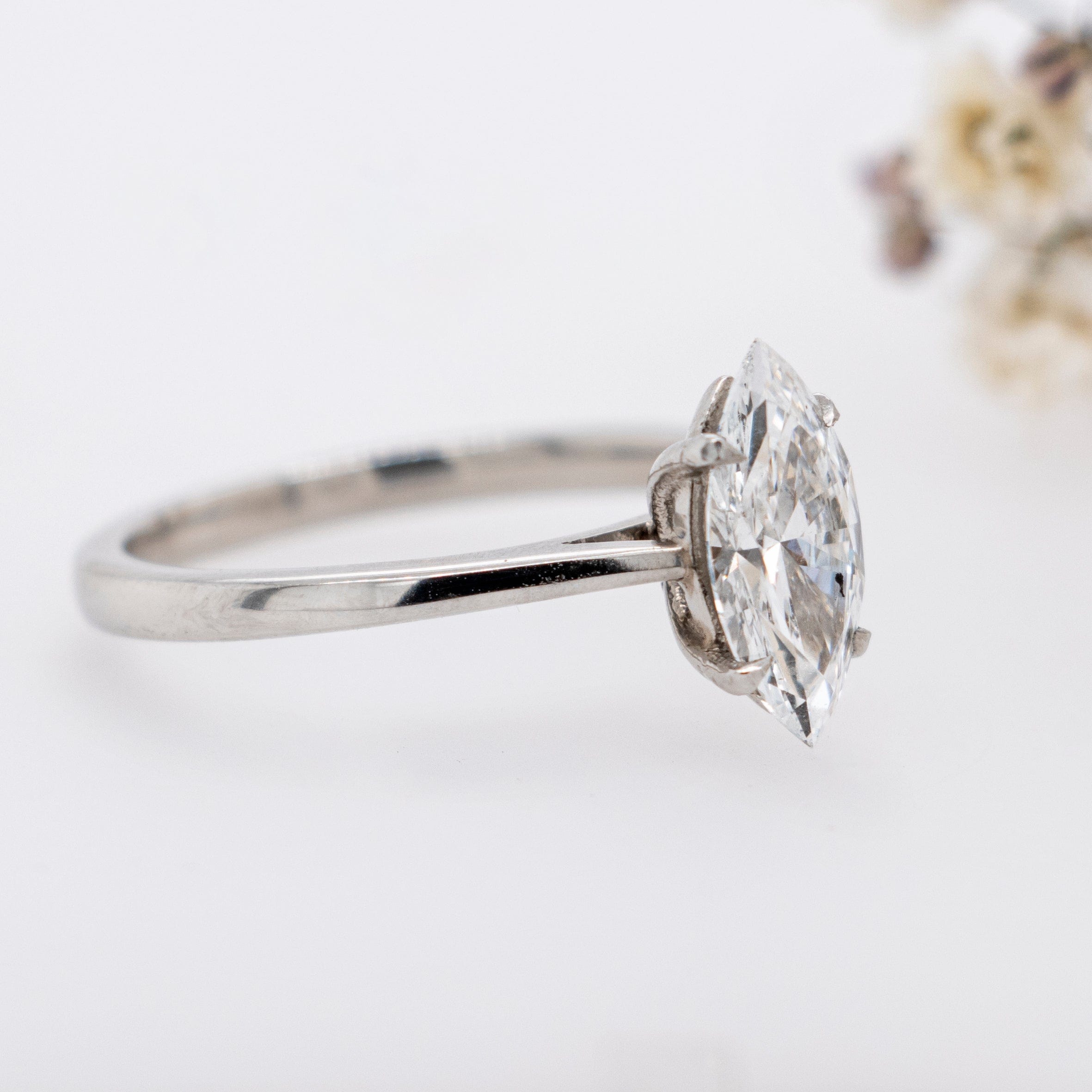 1.01 Carats Marquise Shape Moissanite Solitaire Engagement Ring