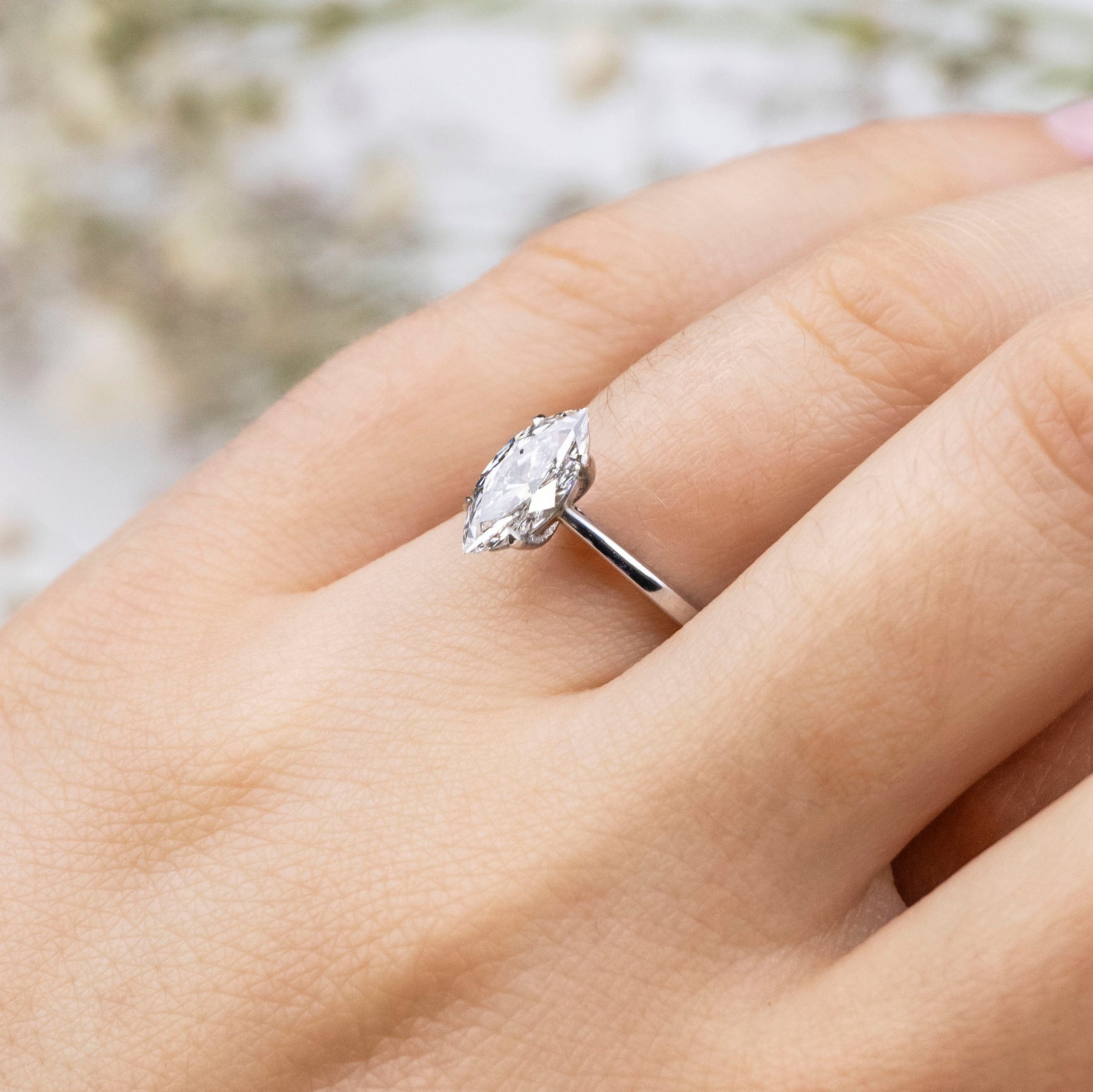 1.01 Carats Marquise Shape Moissanite Solitaire Engagement Ring